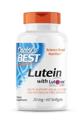 Doctor\'s BEST Doctors Best Lutein Featuring Lutemax and Meso-Zeaxanthin Supplement 20 mg (Support Visual Function) - 60 Softgels