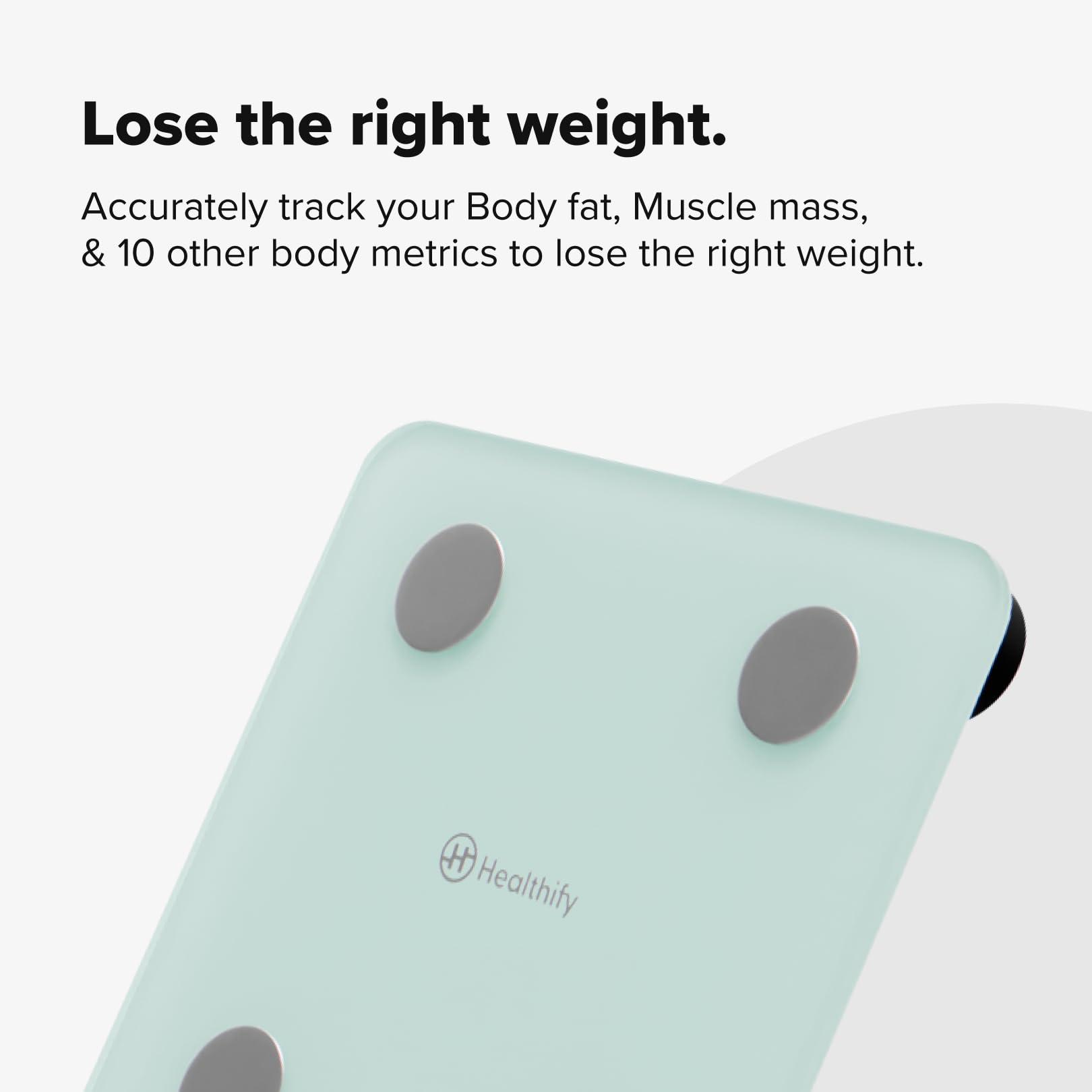 HealthifyMe HealthifyMe Green Smart Scale Get Data Driven Smart Weight Loss and Track 11 Plus Key Body Metrics in HealthifyMe App|1 Month FREE HealthifyMe Smart Plan| 2 years Warranty (Green)