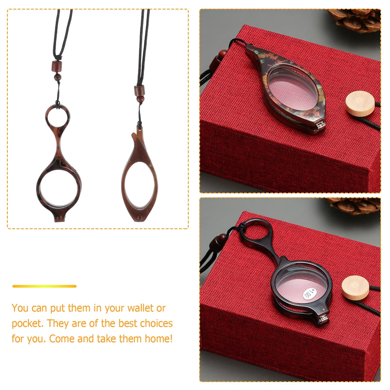 FOMIYES FOMIYES Necklace Folding Reading Glasses, 2 Pcs 1 Set Portable Hanging Neck High- definition Glasses, Exquisite Mini Readers Glasses for Men Women
