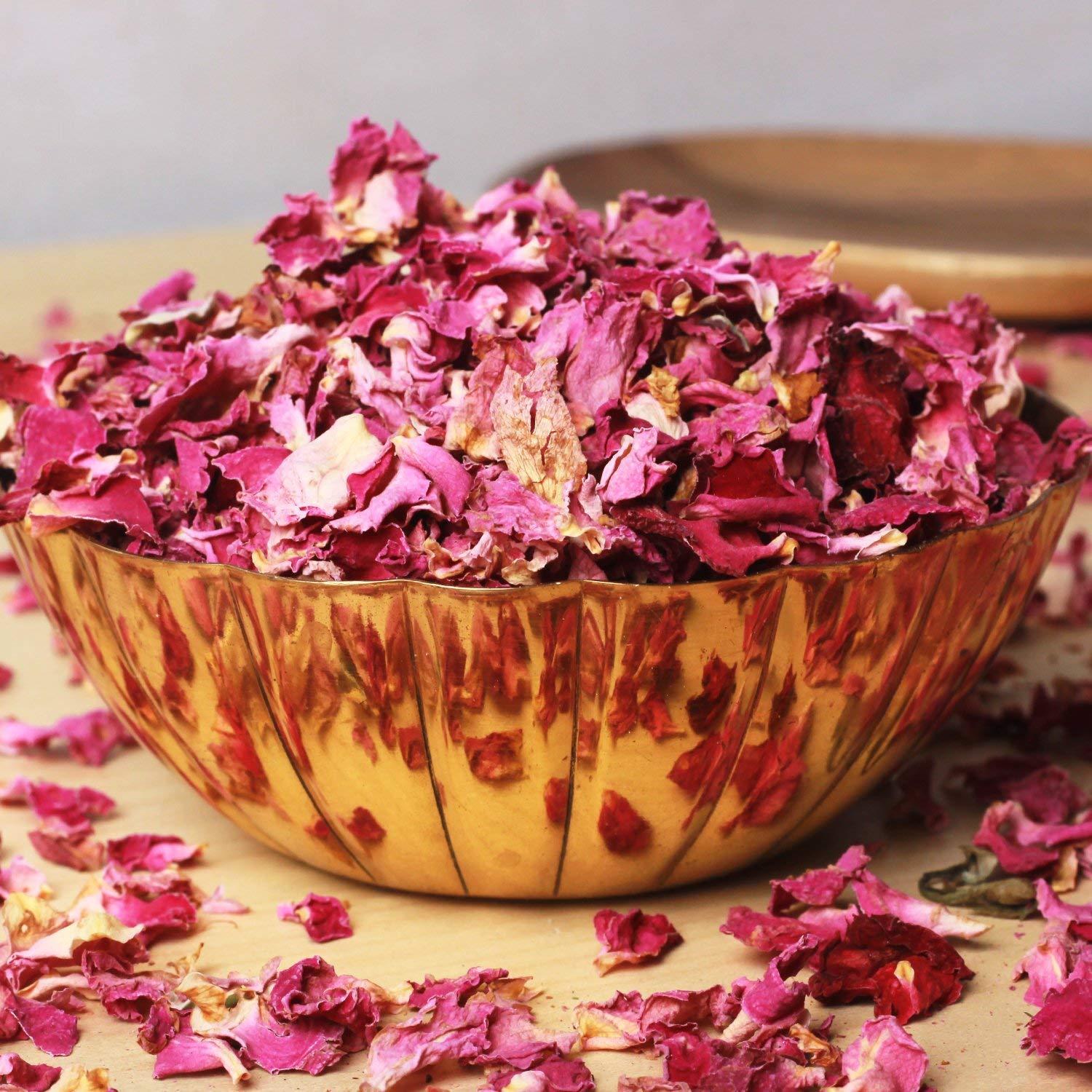 FreshoCartz FreshoCartz Sun Dried Rose Petals | Edible Rose Leaves | Gulab Patti for for Skin Care/ Herbal Tea/ Toppings for Indian Sweets (400gm)