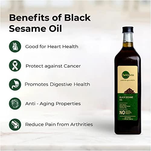 PoshtikSutra PoshtikSutra 100% Natural Wooden Cold Pressed Chemical Free Black Sesame Oil (1L)