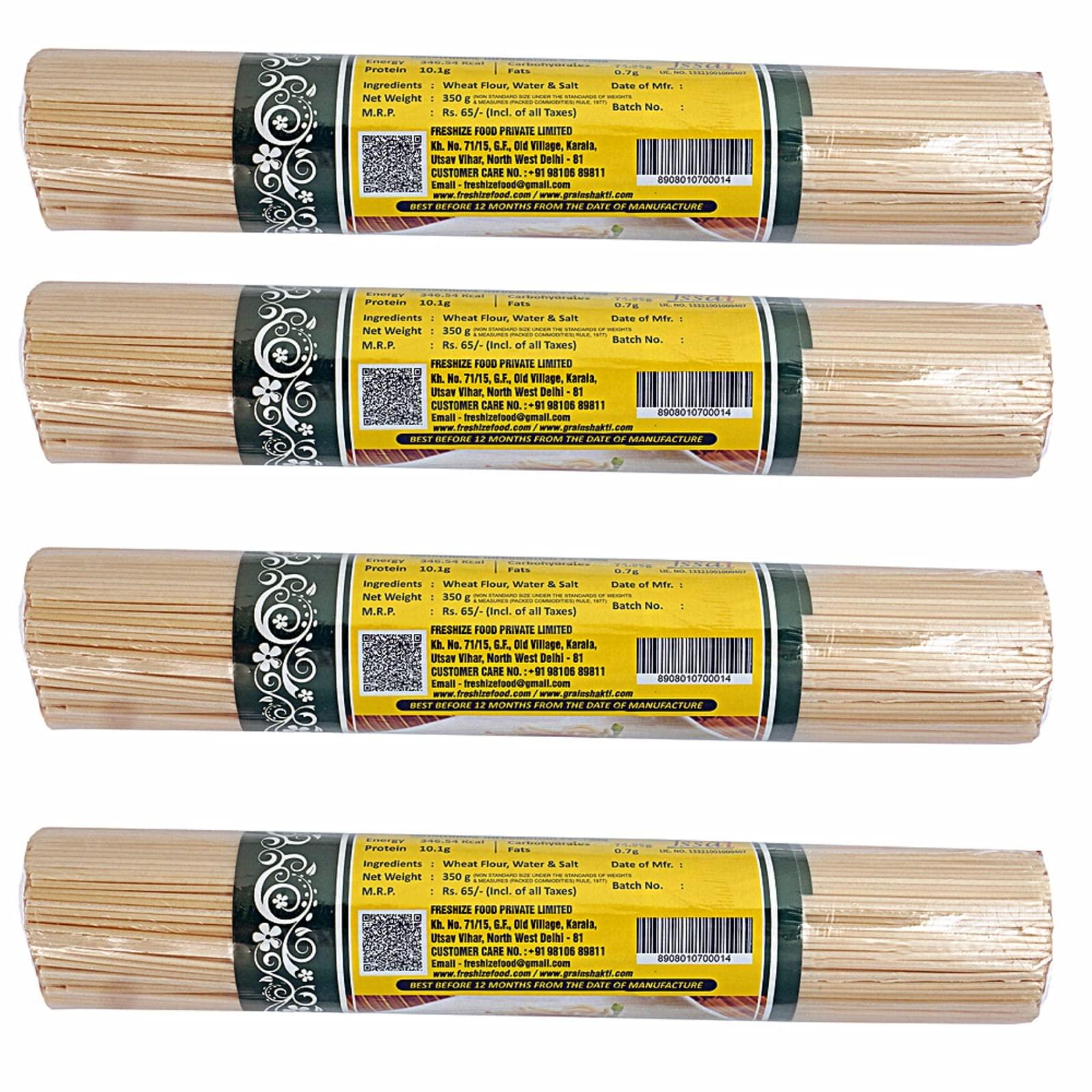 GRAIN SHAKTI GRAIN SHAKTI PREMUIM VEG NOODLES - ROLL | 100% Vegetarian | No Preservatives | 100% Healthy Maida |Get Restaurant Style Taste in Just 8 Minutes | Serves 5-6 Meals | 350g x 4 Pack | Healthy and Tasty Noodles |