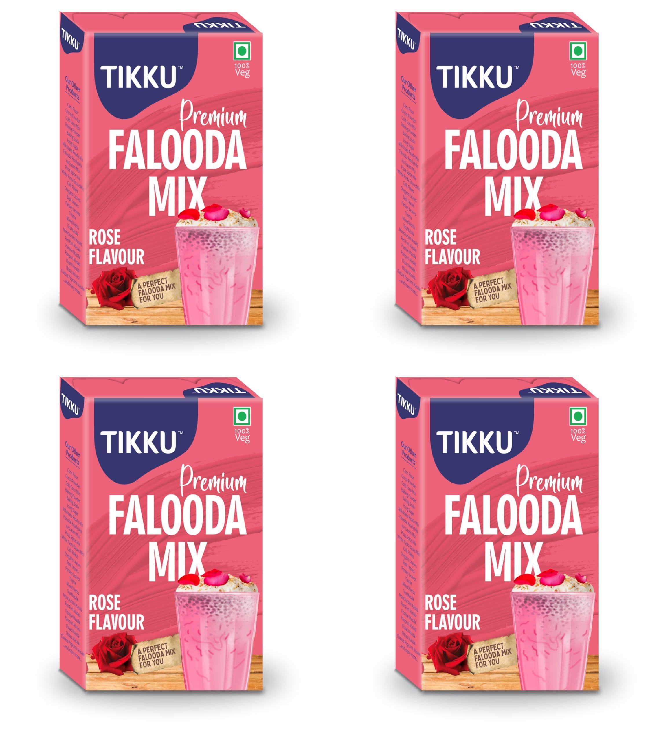 TIKKU Tikku Premium Rose Falooda Mix 100 g Box | Instant Falooda mix | Dessert Mix
