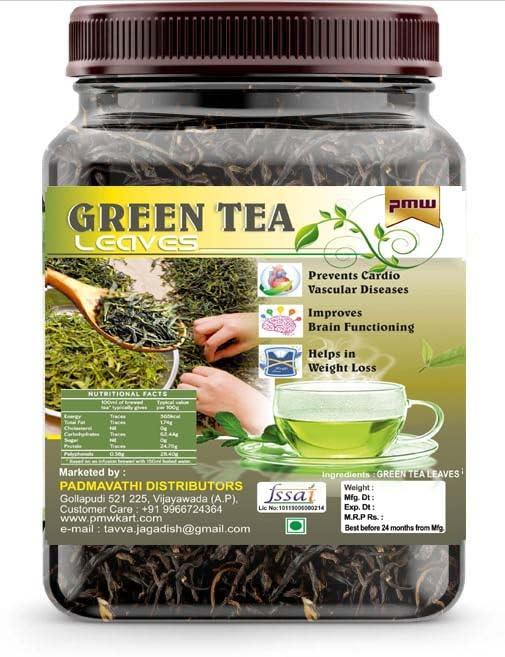 Pmw Pmw - Grade A Quality - Jar Pack - Dried Assam Green Tea Leaves - 100 Grams