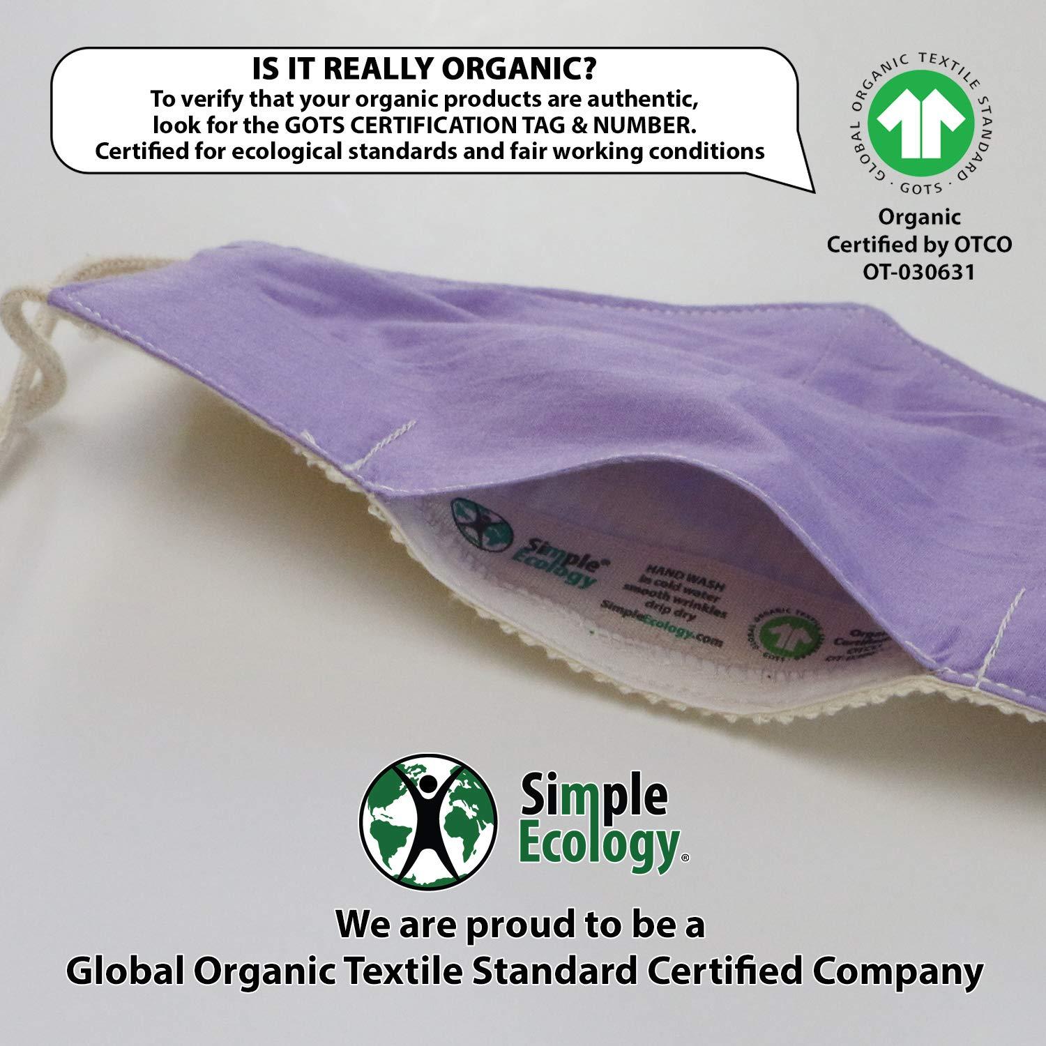 Simple Ecology Simple Ecology Cloth Reusable Washable Face Mask; GOTS Certified Organic Cotton, Set of 3 Large Pink Masks