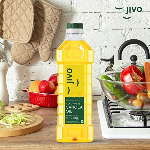 Jivo Jivo Canola Cold Press Edible Oil 1 Litre + Jivo Extra light Olive Oil 1 Litre | Pack of 2 | Healthy Cooking Oil for Daily use | Recommended by Indian Medical Association
