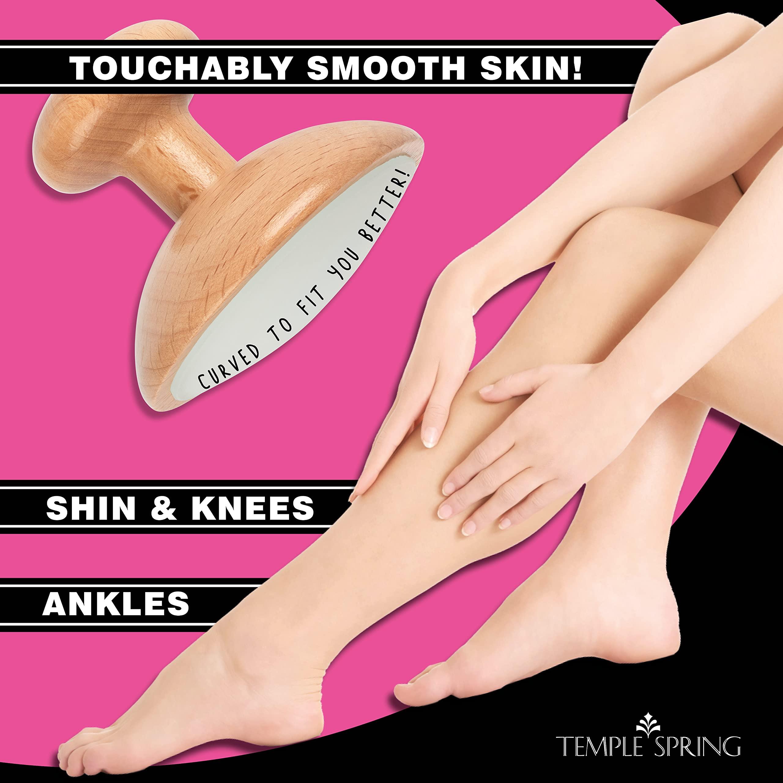 Temple Spring Crystal Hair Eraser - Magic Crystal Hair Remover Stone for Legs, Back and Body - Painless Exfoliating Hair Removal for Silky Smooth Skin - Beechwood (Small)
