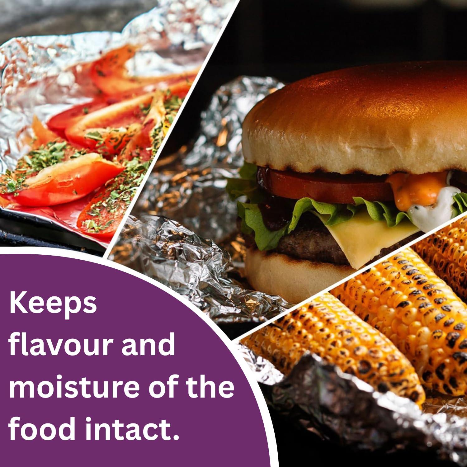 Wrap On Wrap On Aluminium foil 1kg roll Thick 18 Micron for Food Packing | foil Paper for Food wrap | Silver foil for Kitchen roll for roti | Parchment & Wrapping Paper (1kg net Heavy Duty foil)