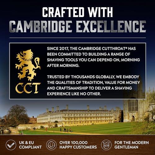 The Cambridge Cutthroat The Cambridge Cutthroat Men\'s Cut Throat Shaving Straight Swing Lock Razor - Travel Pouch and Cotton Kit Bag Included - Perfect Male Grooming Accessory