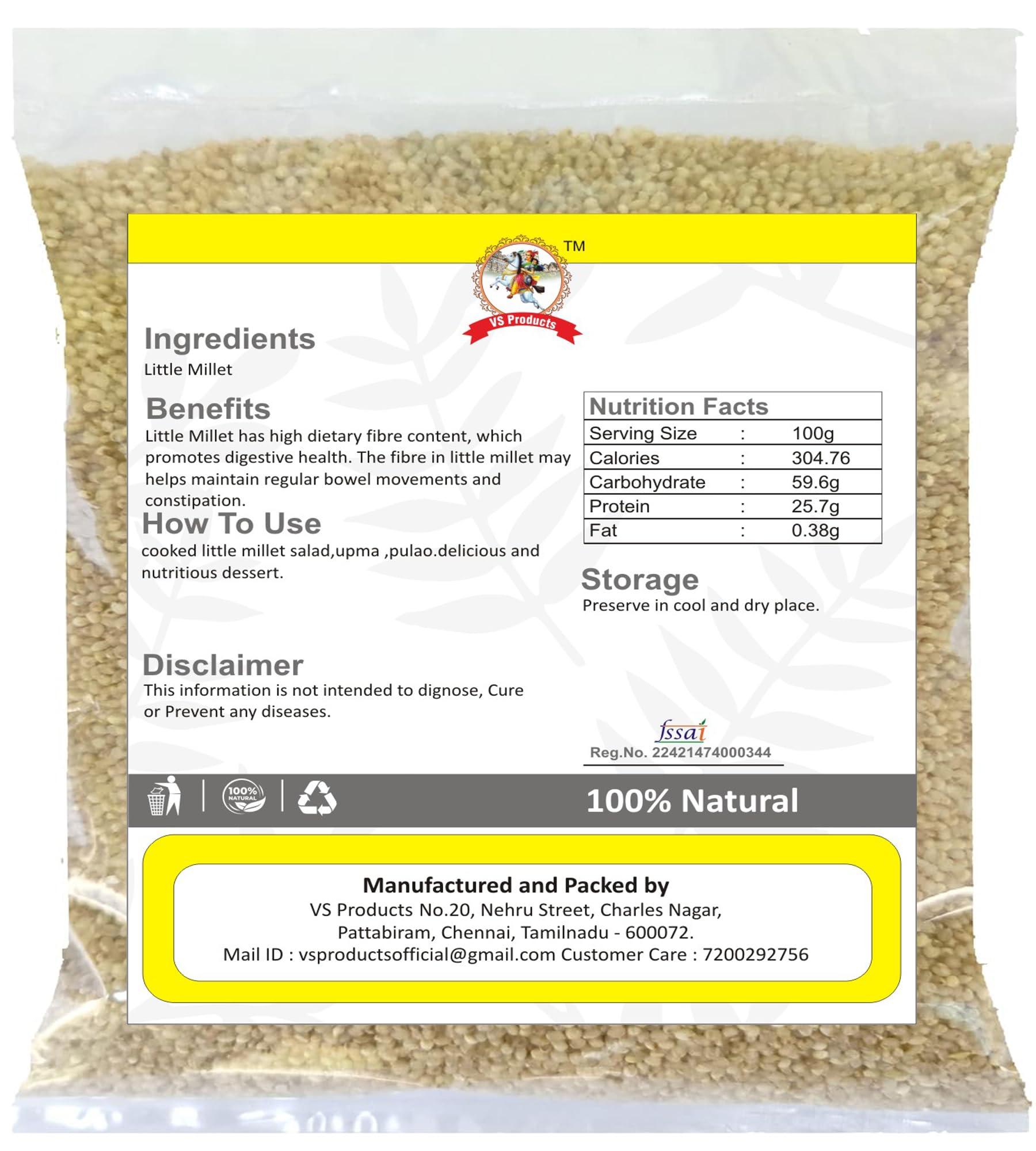 VS Products VS Products Little Millet Natural Grains | Kutki | Samai | Same | Samulu | Samai Rice, 10Kg
