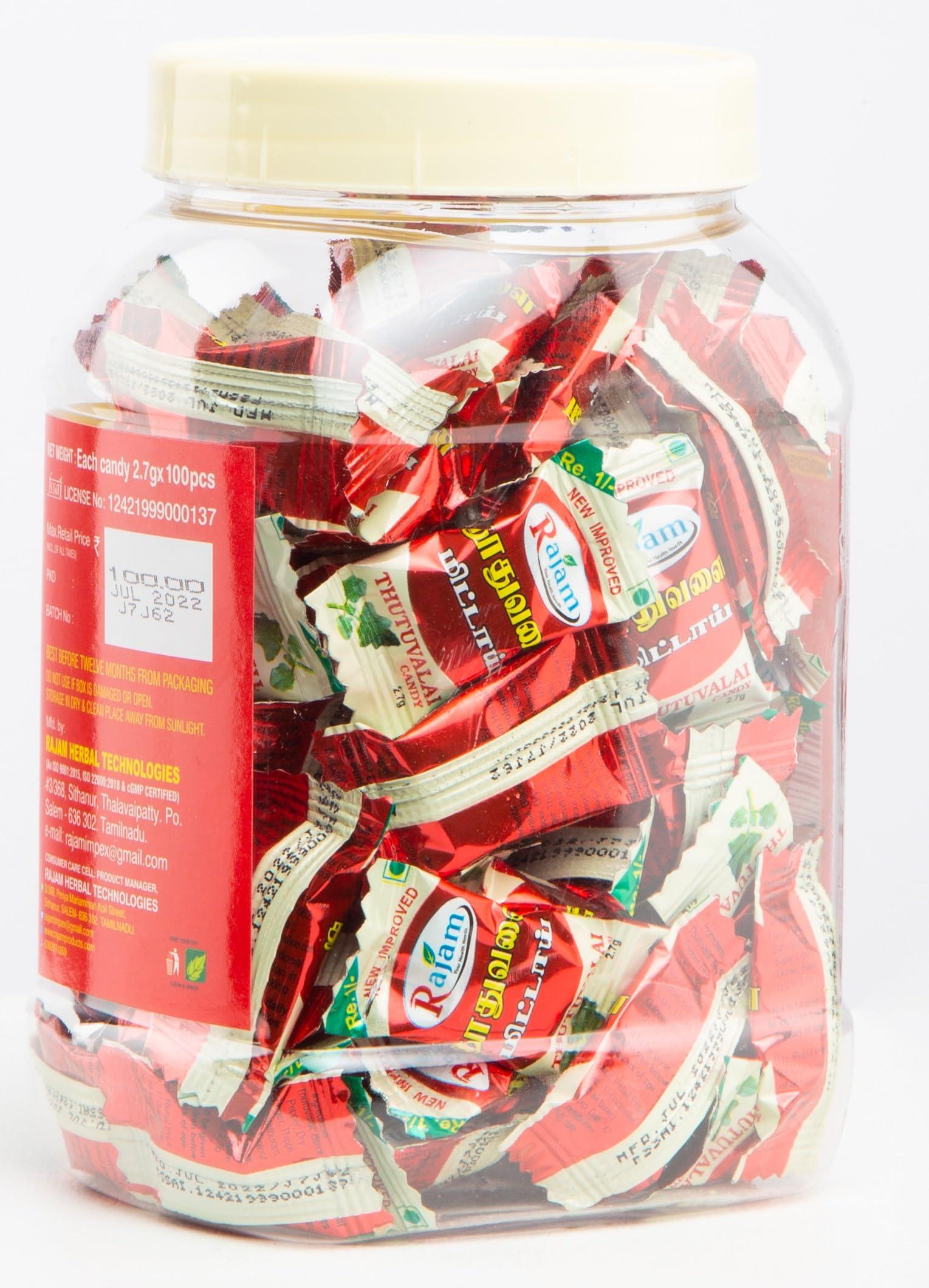 Rajam Rajam Thuthuvalai Candy 270 Gram (Rs.1 pouch * 100 candy) - Thuthuvalai Mittai