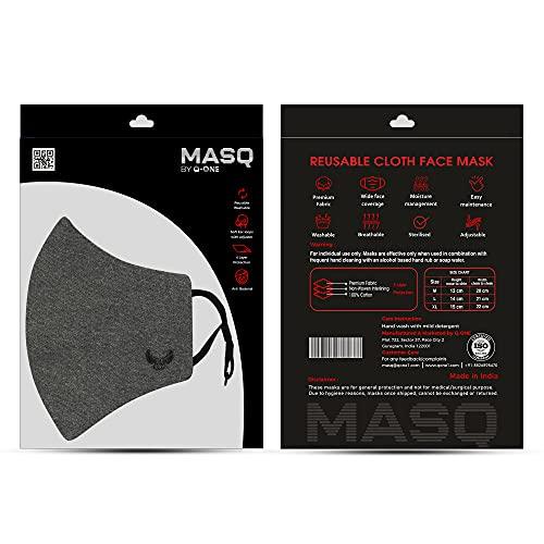 MASQ MASQ By Q-One Devil-Combo Breathable Protective Reusable Washable Masks, Anti-Bacterial (BFE>99%) 4 Layer Embroidered, Fashionable Cotton Cloth Face Mask for Men and boys with Ear Adjusters
