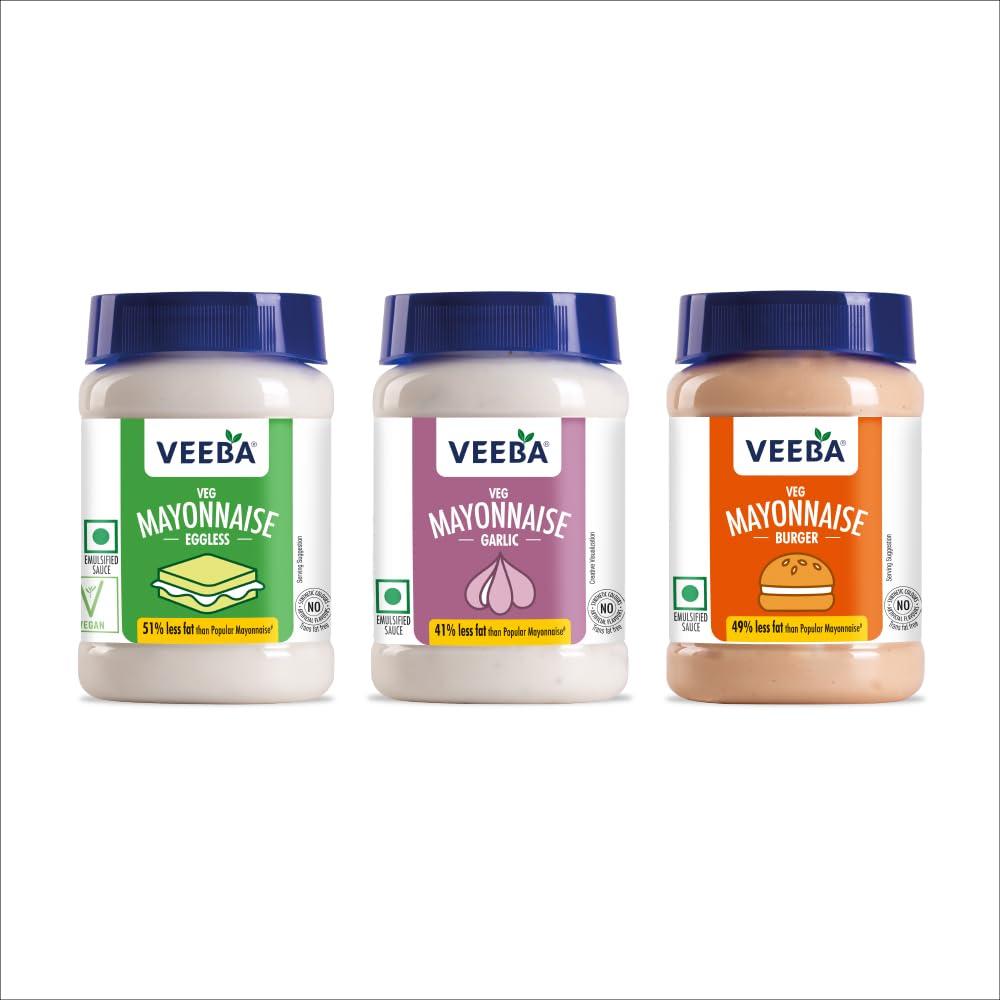 VEEBA Veeba Mayonnaise Combo - Eggless Mayonnaise, 250gm with Garlic Mayonnaise, 250gm and Burger Mayonnaise 250gm - Pack of 3