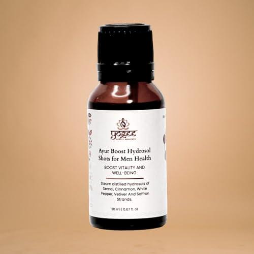 YOGEE YOGEE Organic Hydrosol Oral Shots Elixir for Men | Cinnamon, Vetiver, White pepper, Saffron |Sugar-Free Natural Health Supplement 20ml