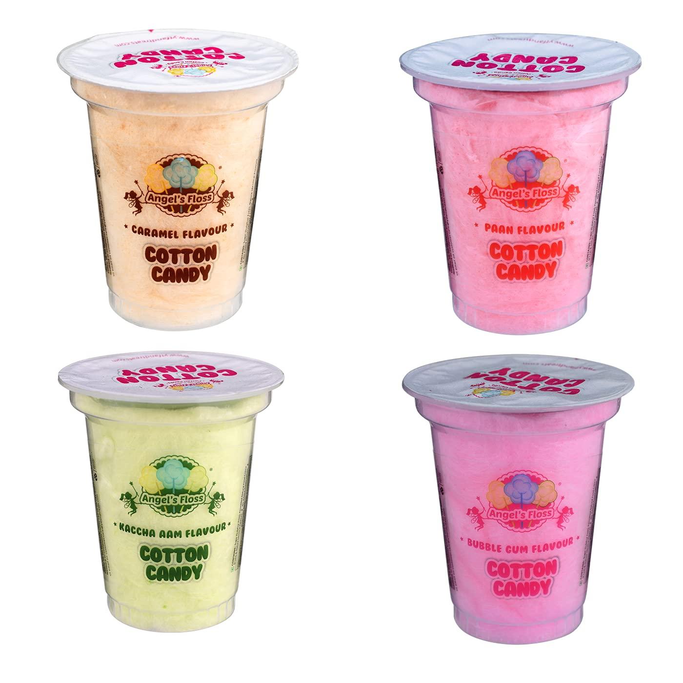 Angels Floss Angels Floss - Cotton Candy's - 12 gms Each - Pack of 12 (6 Bubble Gum + 2 Kaccha Aam + 2 Caramel + 2 Paan)