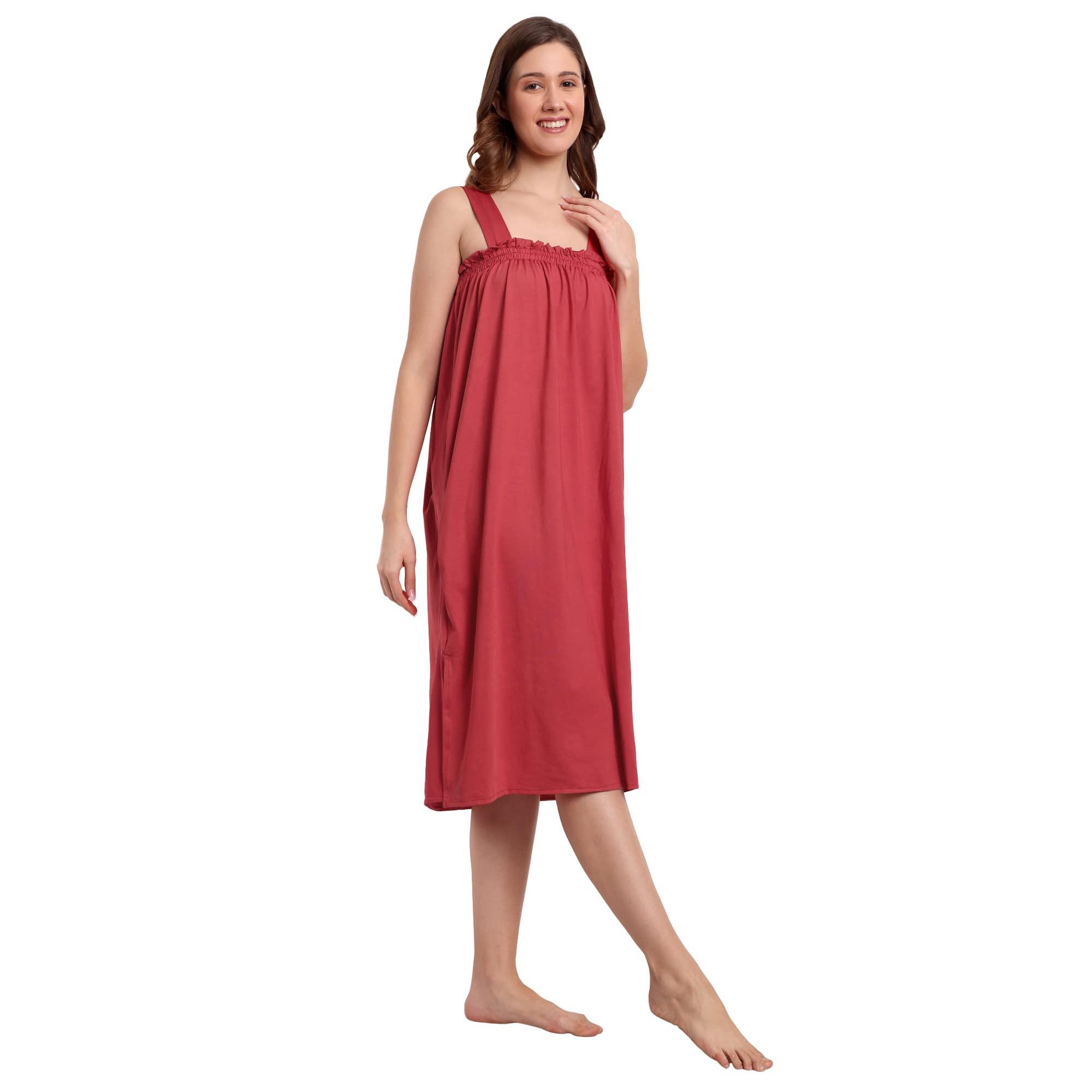 DREAMWEAVERS DREAMWEAVERS Women\'s Cotton & Polyester Gown for Facial Waxing Spa Massage Makeup Parlor Facial Gown Makeup Gown for Beauty Parlor, Salon, Spa & Personal Home use Free Size (Red)