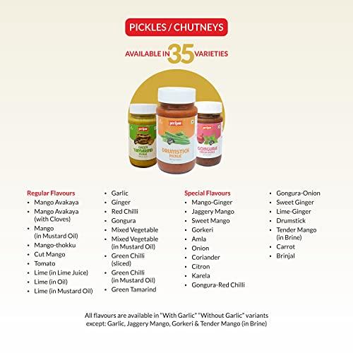 Priya Priya Cut Mango Pickle with Garlic, 1Kg - Authentic Telugu Style Aam Achar |Traditional South Indian Taste| Homemade Andhra Pickles| Tangy and Spicy| With Mango Pieces & Mixed Spices