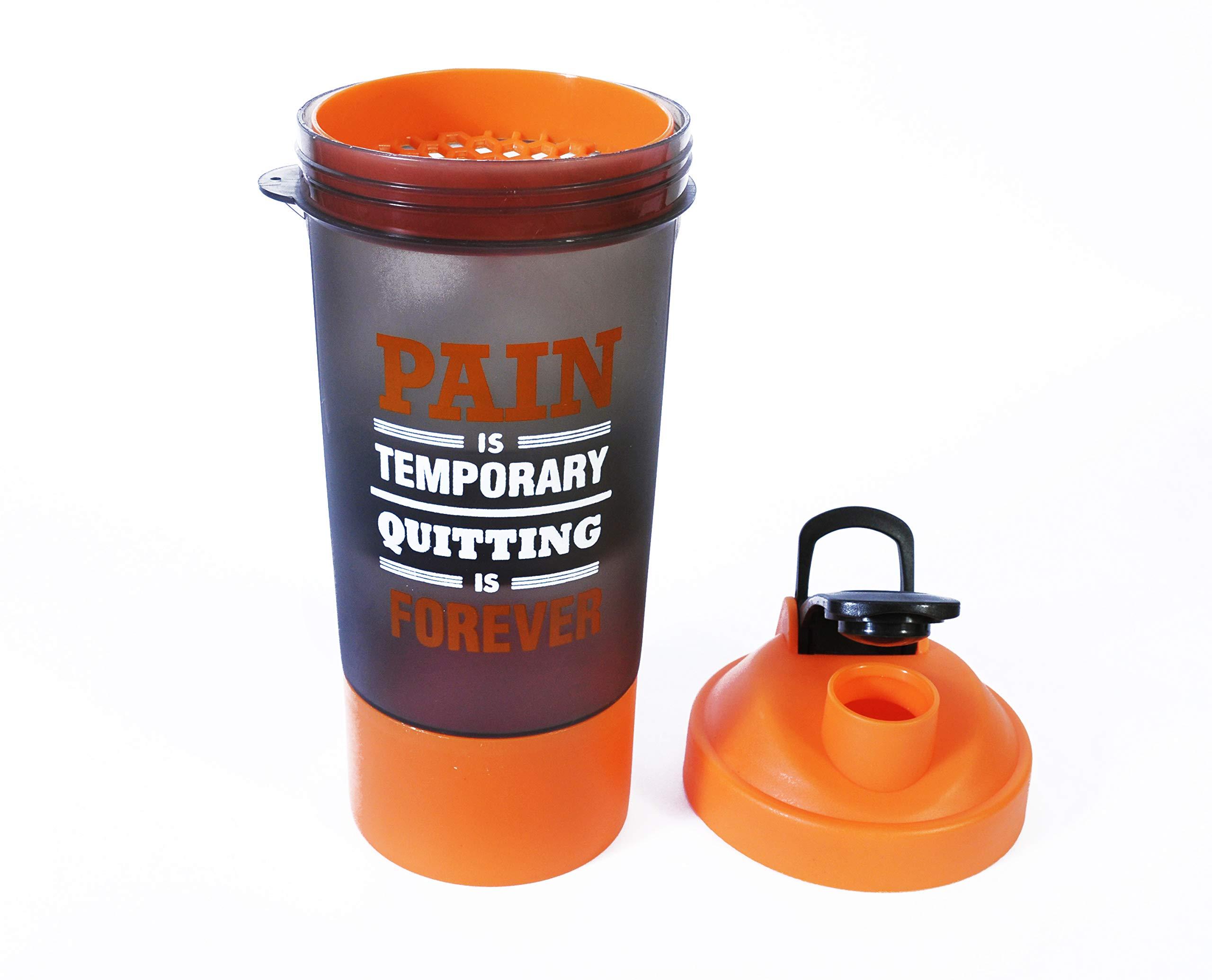 KAANTA CHAMUCH Protein Shaker Blender Bottle for Whey Protein Mix, Gym Water Bottle with Stainless Steel Blender Ball,with Extra Compartment, 100% Leakproof Guarantee, BPA Free Material 750 ML Multicolor
