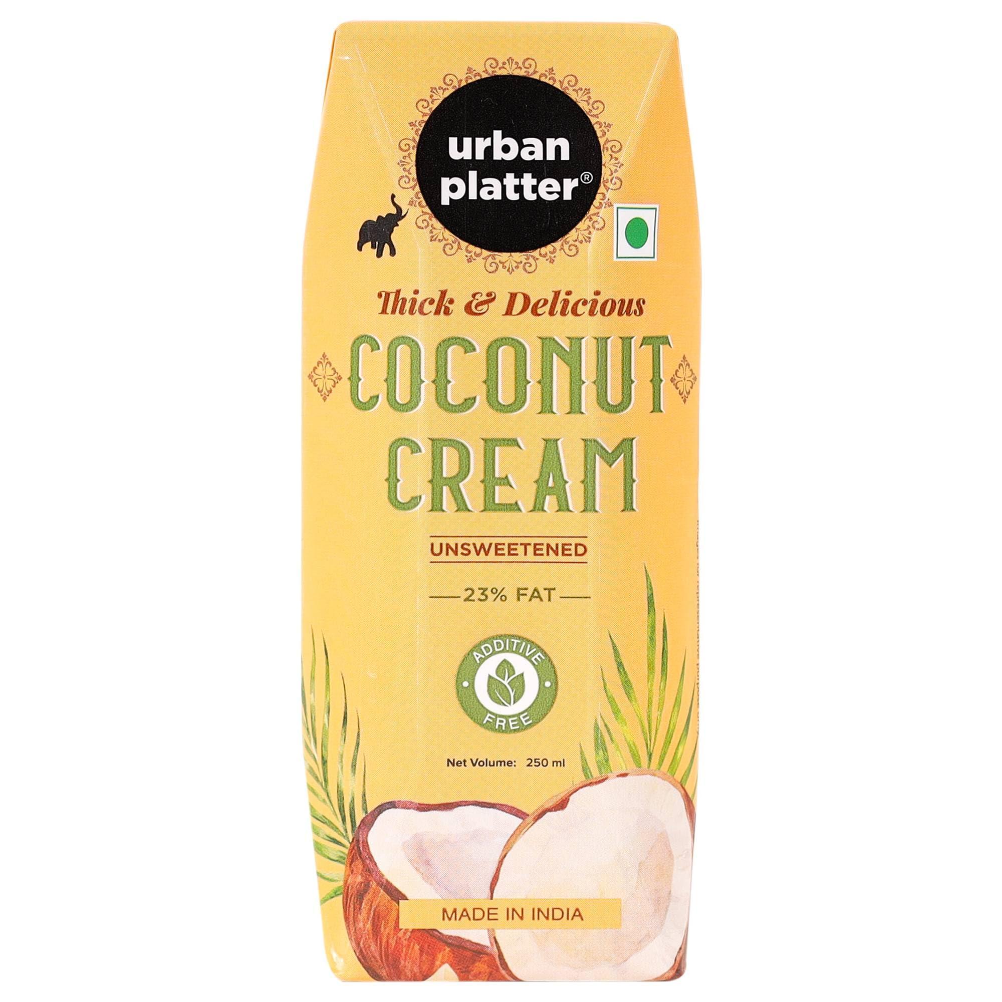 urban platter Urban Platter Unsweetened Coconut Cream, 250ml [ 23% Fat, Additive-Free, Made in India, 100% Pure & Thick, Clean Label]