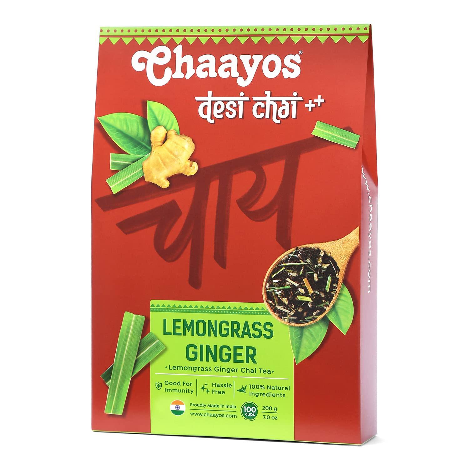 Chaayos Chaayos Lemongrass Ginger Tea - Premium Chai Patti for Cough & Cold Remedy (200g)