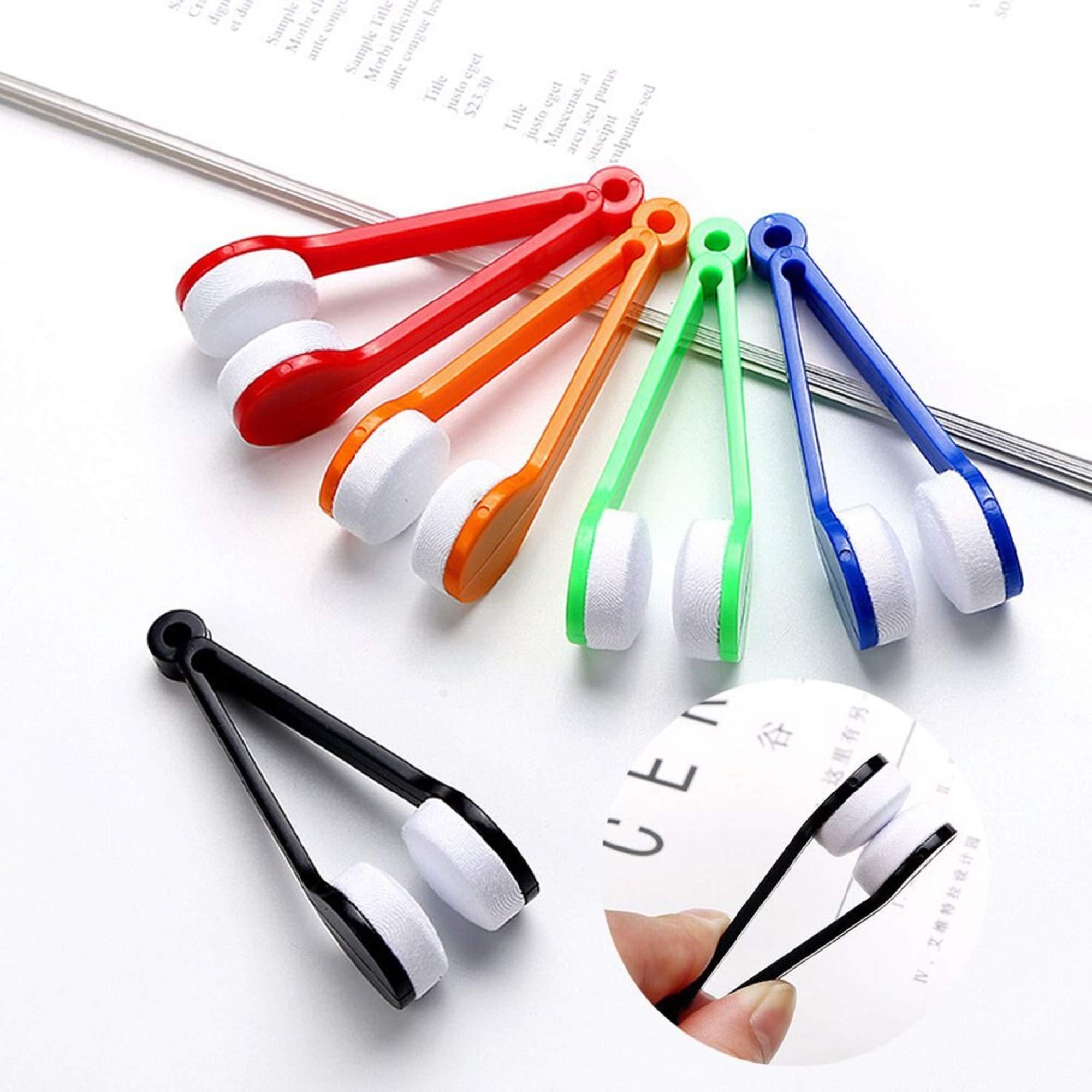 Augen Augen Microfiber Portable Eyeglass Spectacles Sunglass Lens Cleaner Brush Clip Tool with Key Hole (Random Colour, 7x2 cm)(Pack of 20)