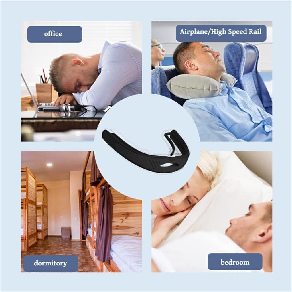 KINETIKITCH Snore Stopping Mouthpiece, Silicone Anti-Snoring Device, Lightweight & Washable, Professional Snoring Guard, Elastic & Portable, Clear Soft Gel for Comfortable Sleep (Black)