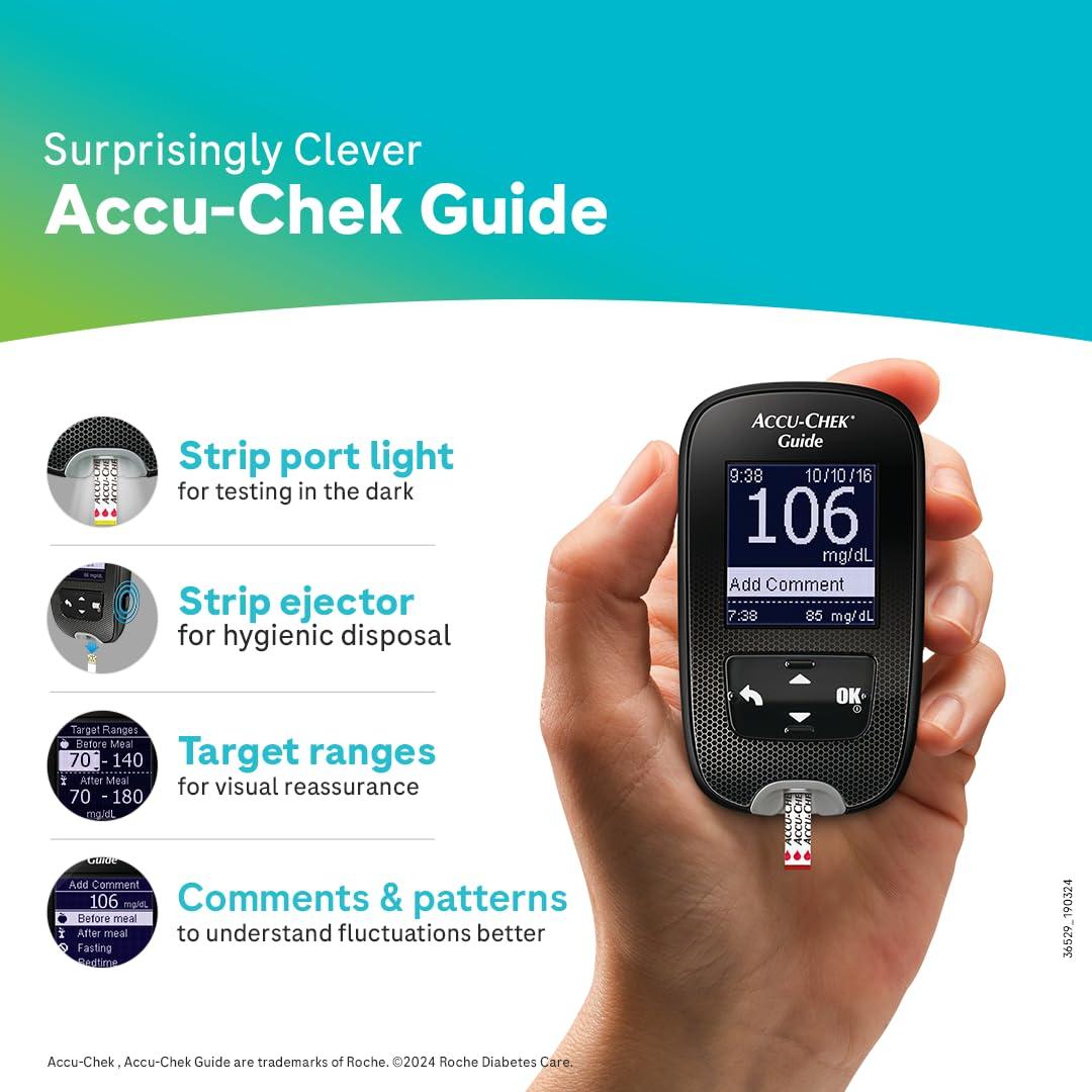 Accu-Chek Accu-Chek Guide Blood Glucose Monitoring System With 10 Free Test Strips - Pack of 1 Kit