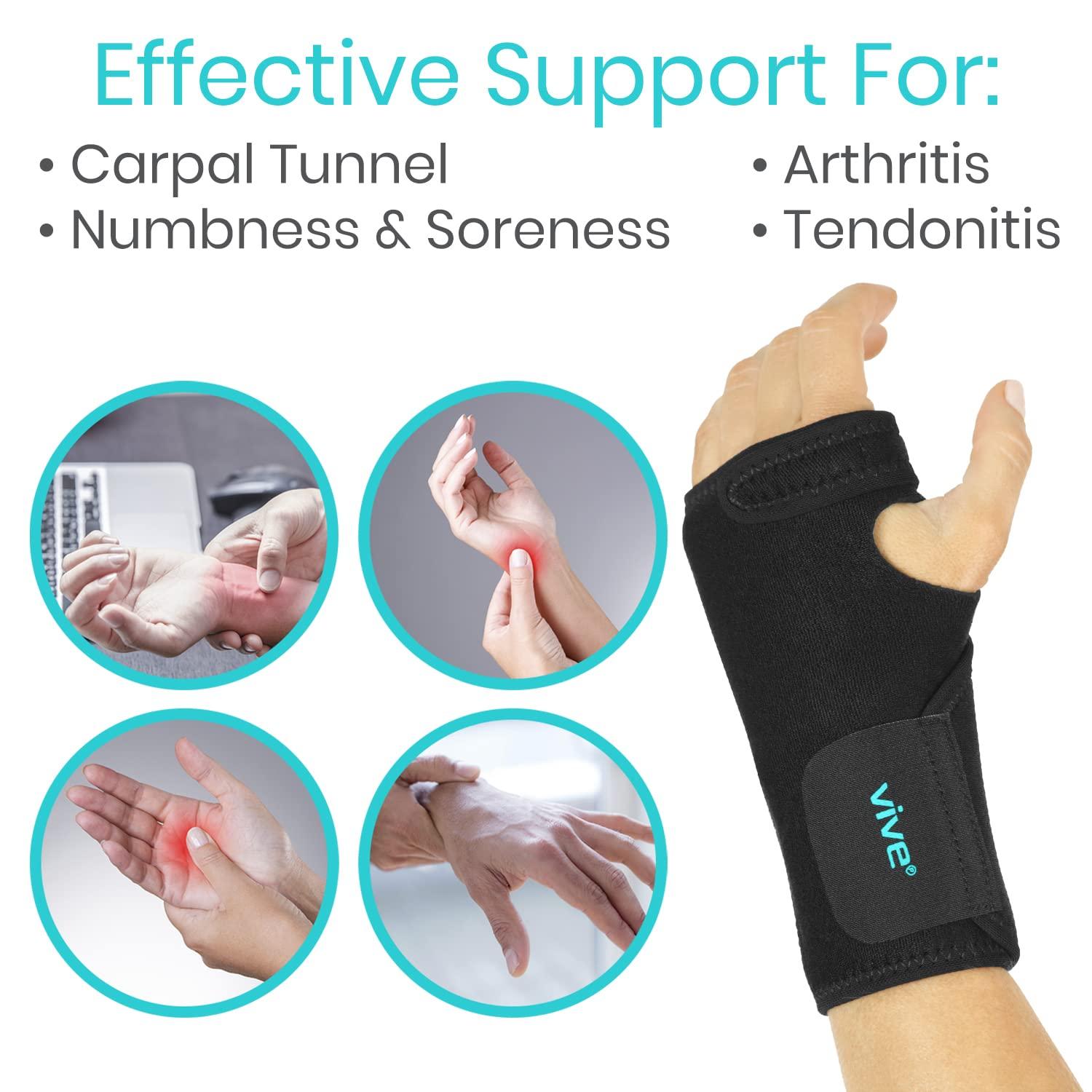 VIVE Wrist Brace by VIVE - Best Universal Support for Carpal Tunnel Tendonitis Wrist Pain Sports Injuries - Removable Splint - One Size Fits Most - Satisfaction Guarantee Right Wrist Left Wrist