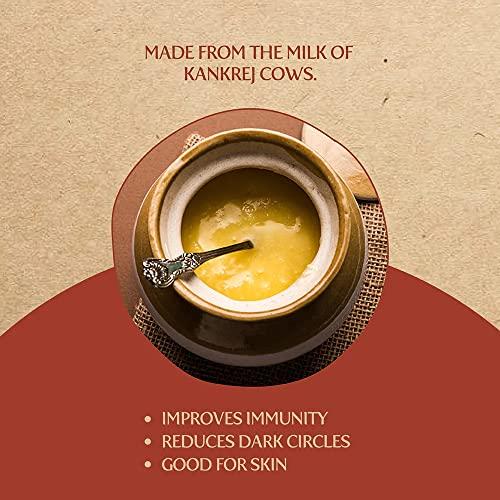 Indicow Indicow Foods Vedic Bilona A2 Cow Ghee | (Kankrej Cow A2 Vedic Bilona Ghee 500 ML) | Grass Fed, Hand Churned, 100% Pure and Preservative Free