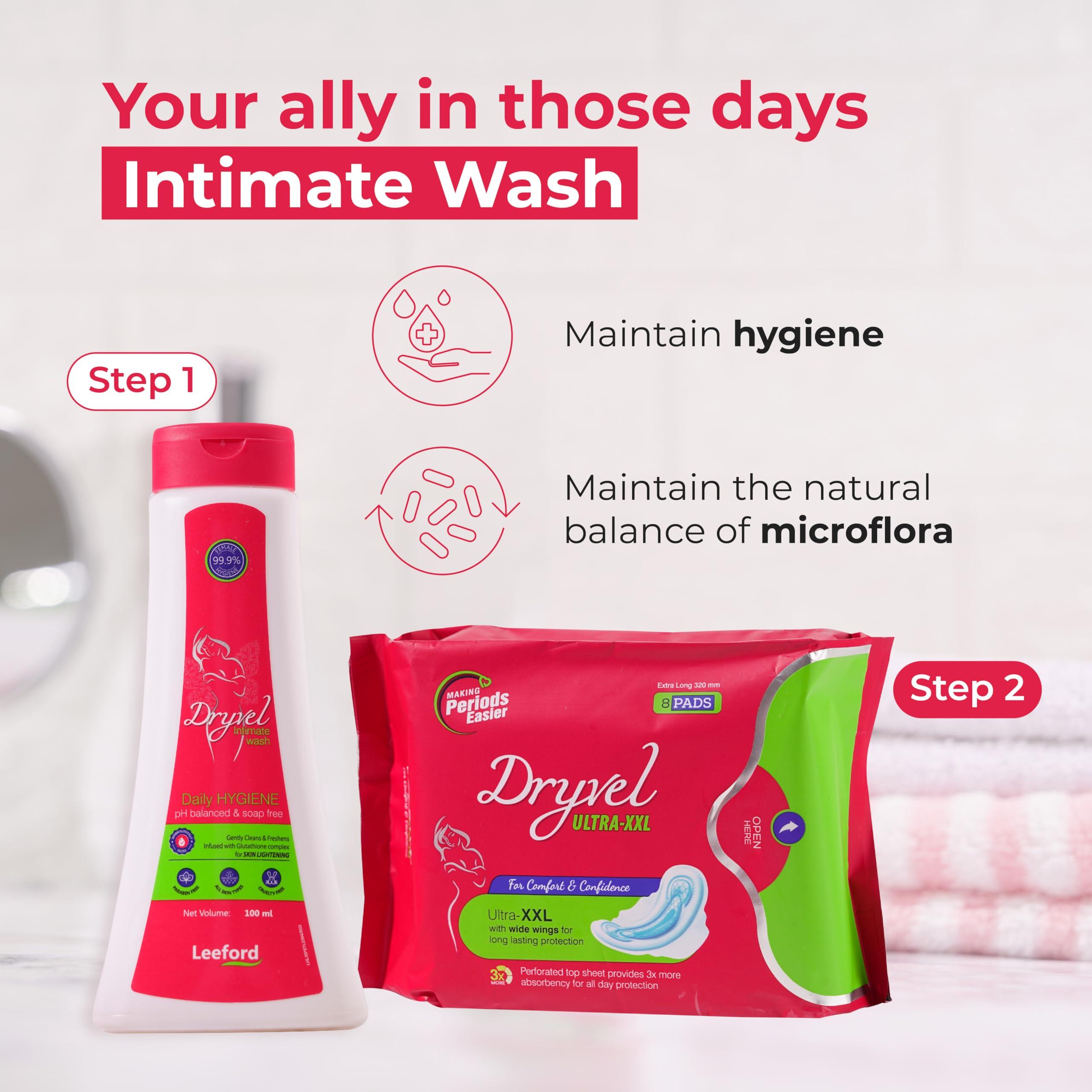 DRYVEL Dryvel Ultra Sanitary Pads | Sanitary Napkins for Women | Sanitary Napkins with Wider Wings | Breathable Cotton Pads Sanitary Napkins | Pee Safe Sanitary Pads Pack of 6 (8 Pads each)