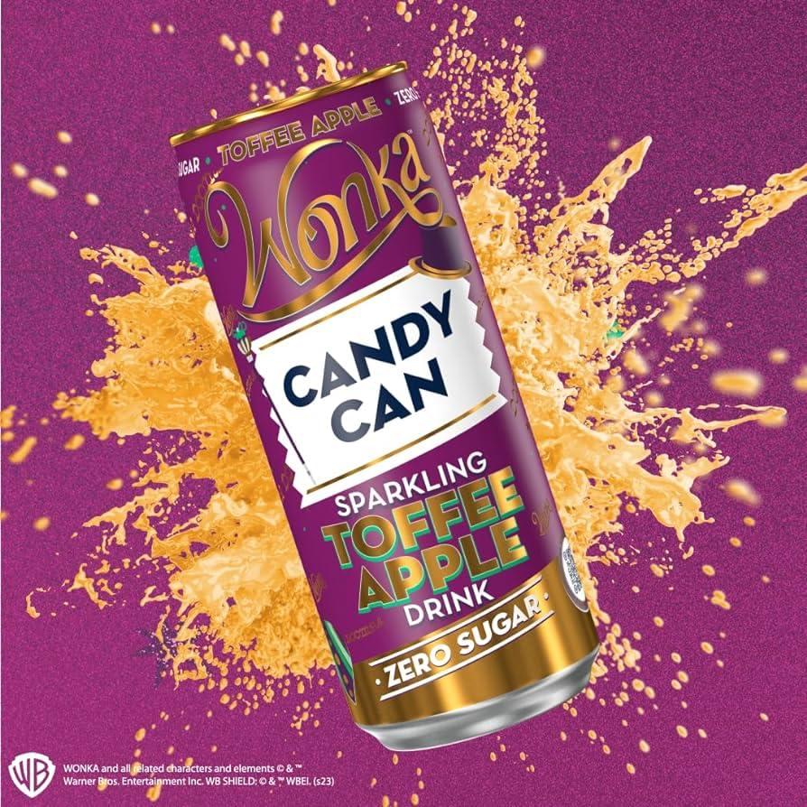 Generic Wonka Candy Cane Sparkling Toffee Apple Fizzy Soft Drink Flavoured With Caramel Apple, Zero Sugar Limited Edition 3 X 330ml (UK)