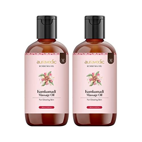 AURAVEDIC Auravedic Kumkumadi Massage oil for women men 200 ml each pack of 2 Kumkumadi tailam Body oil for full body massage Kumkumadi oil body massage oil for full body massage oil for men women