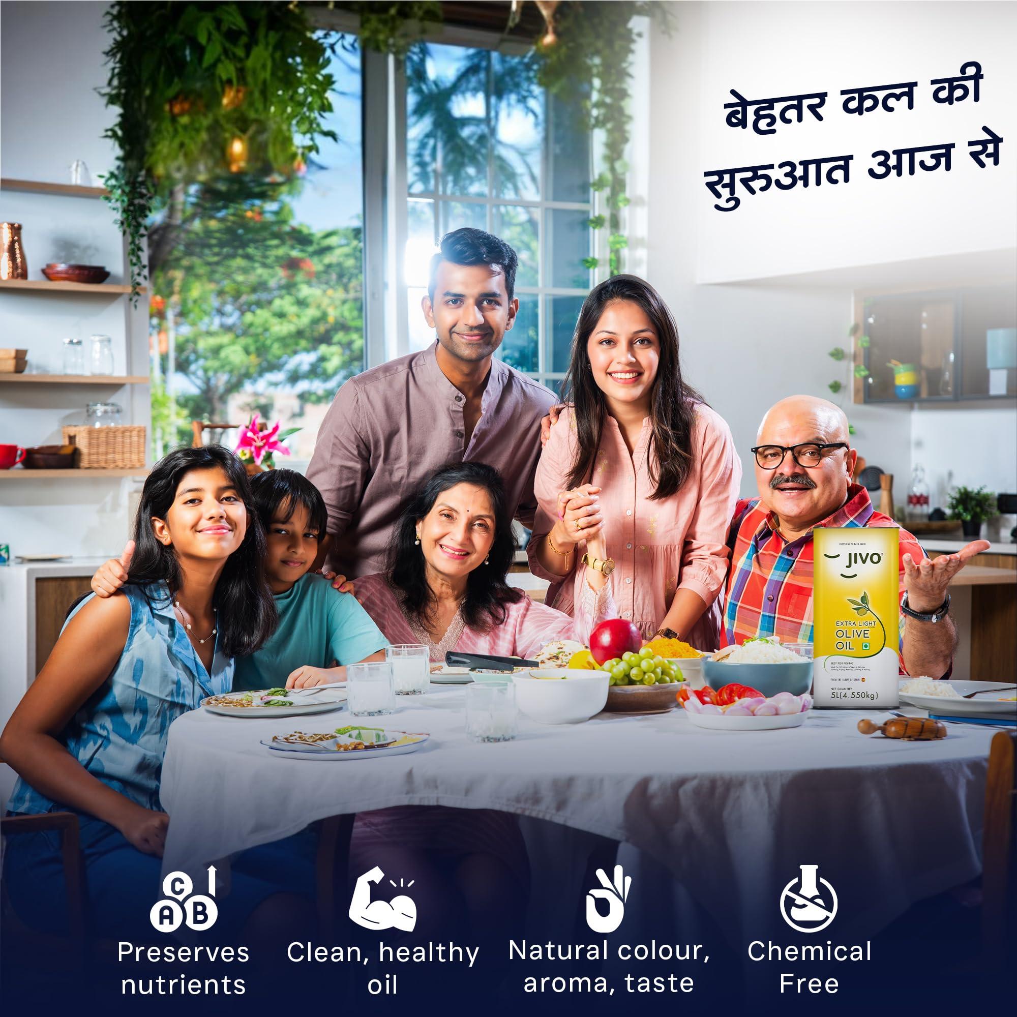 JIVO Jivo Extra Light Daily Cooking Olive Oil 5 LTR (Tin) + 1 LTR (Pet Bottle) | | Recommendable for Roasting, Frying, Baking All type of Cuisines| Low Saturated Fat, Low Saturated Fat (Pack of 2)