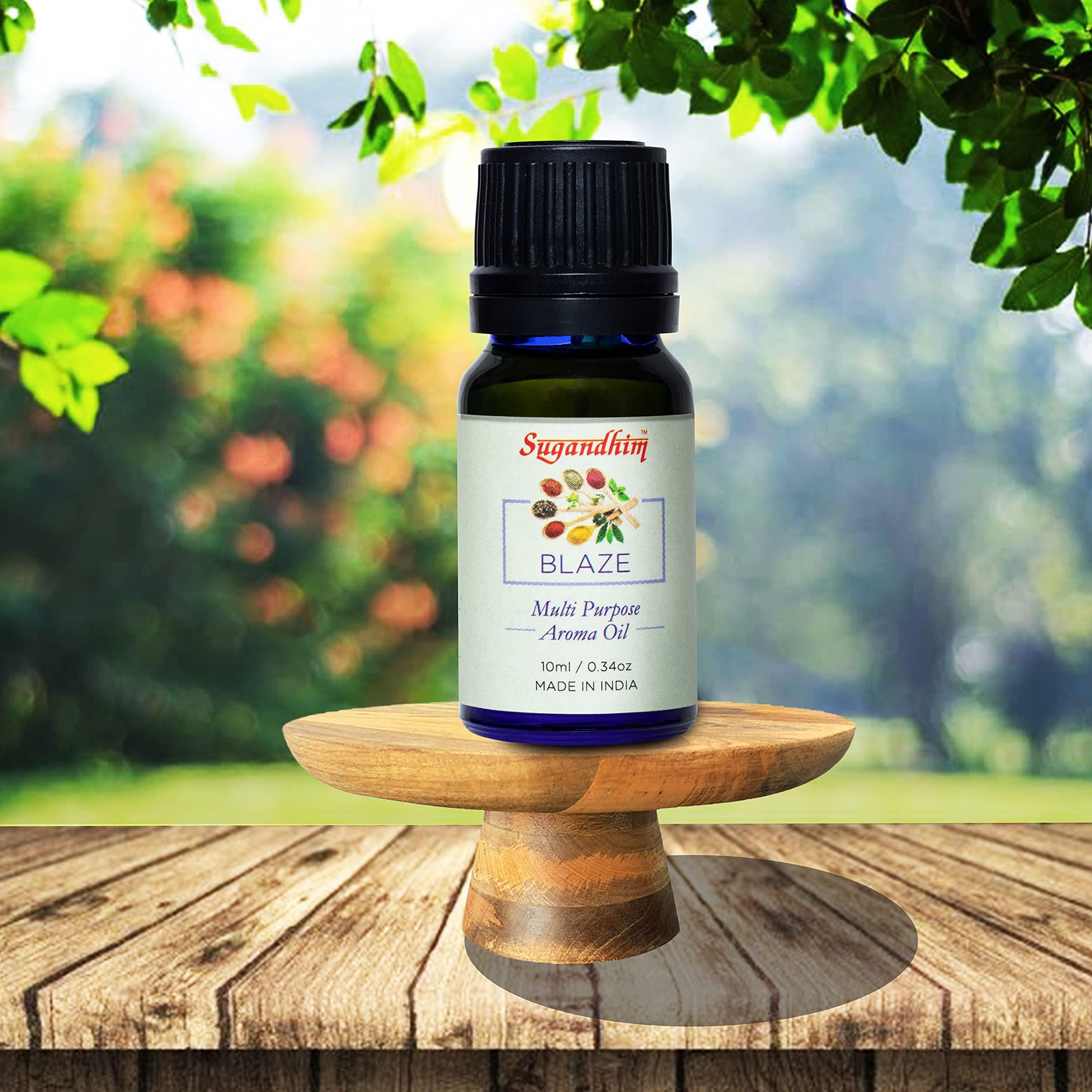 Sugandhim Sugandhim Multipurpose Aroma Oil Blaze, 1 x 10ml, Natural Oil, Imparts Freshness In Bedroom Living Room Study Office & Other Spaces,
