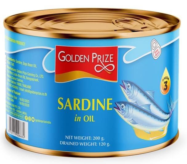 Golden Prize Golden Prize Canned Sardine in Natural Oil, 200g (Pack of 2)