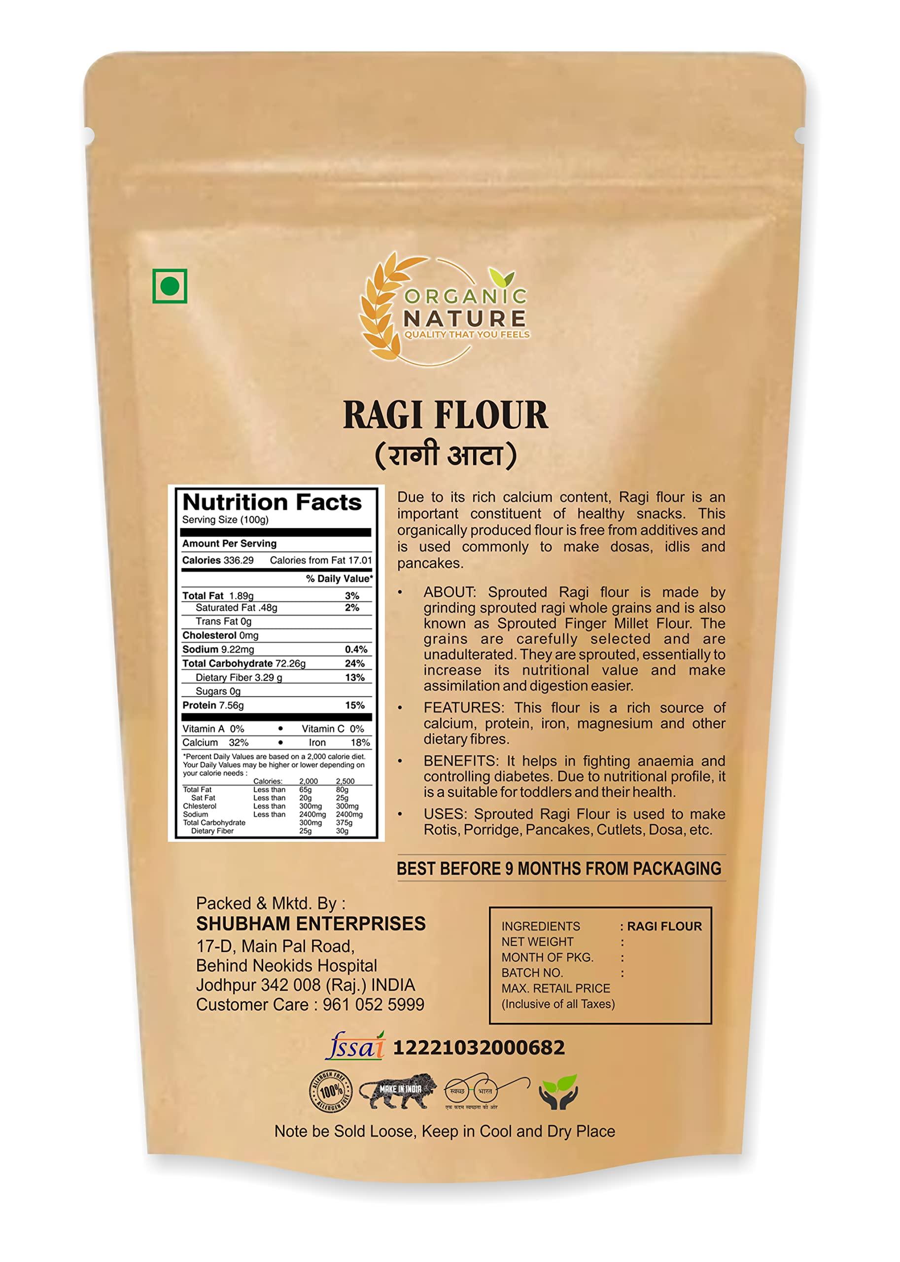 ORGANIC NATURE organic nature Ragi atta Raagi flour Filler Millet Nachani atta Multi Grain ragi (pack of 400 gram)