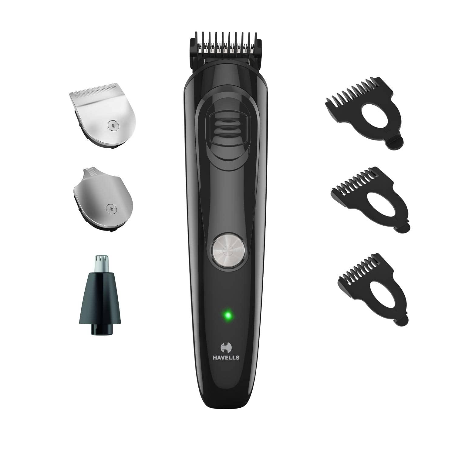 Havells Havells GS6400 Quick Charge Multi-Grooming Kit with Beard, Detail and Nose Trimmer, 50 ,Minutes Runtime (Black)
