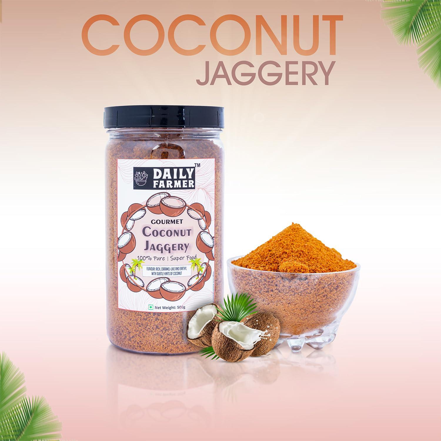 DAILY FARMER Daily Farmer Coconut Jaggery Sugar Powder [ Low GI | Nutrient Rich | Natural Sweetener | Gourmet ] 500g
