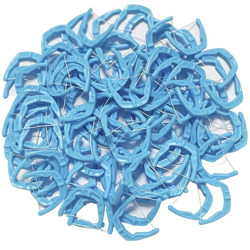 songfir 1 Piece Reusable Dental Floss Holder Handle +100 Pieces Replacement Floss Heads Teeth Stick Toothpicks Floss to Clean Between The Tooth