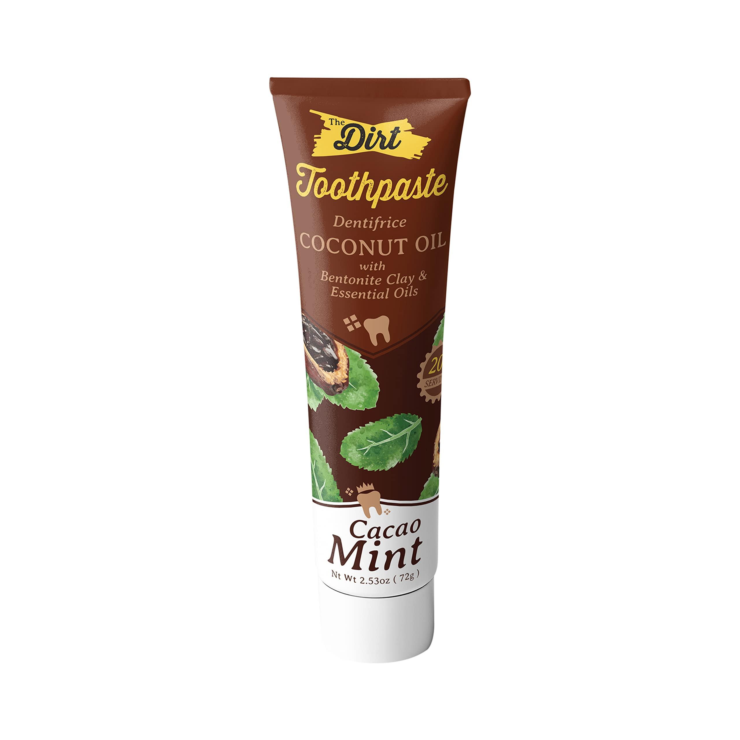 The Dirt The Dirt All Natural Gluten & Fluoride Free Coconut Toothpaste - Natural Toothpaste Botanically Sweetened, No Artificial Flavors or Colors |Cacao Mint, 10 Week Supply