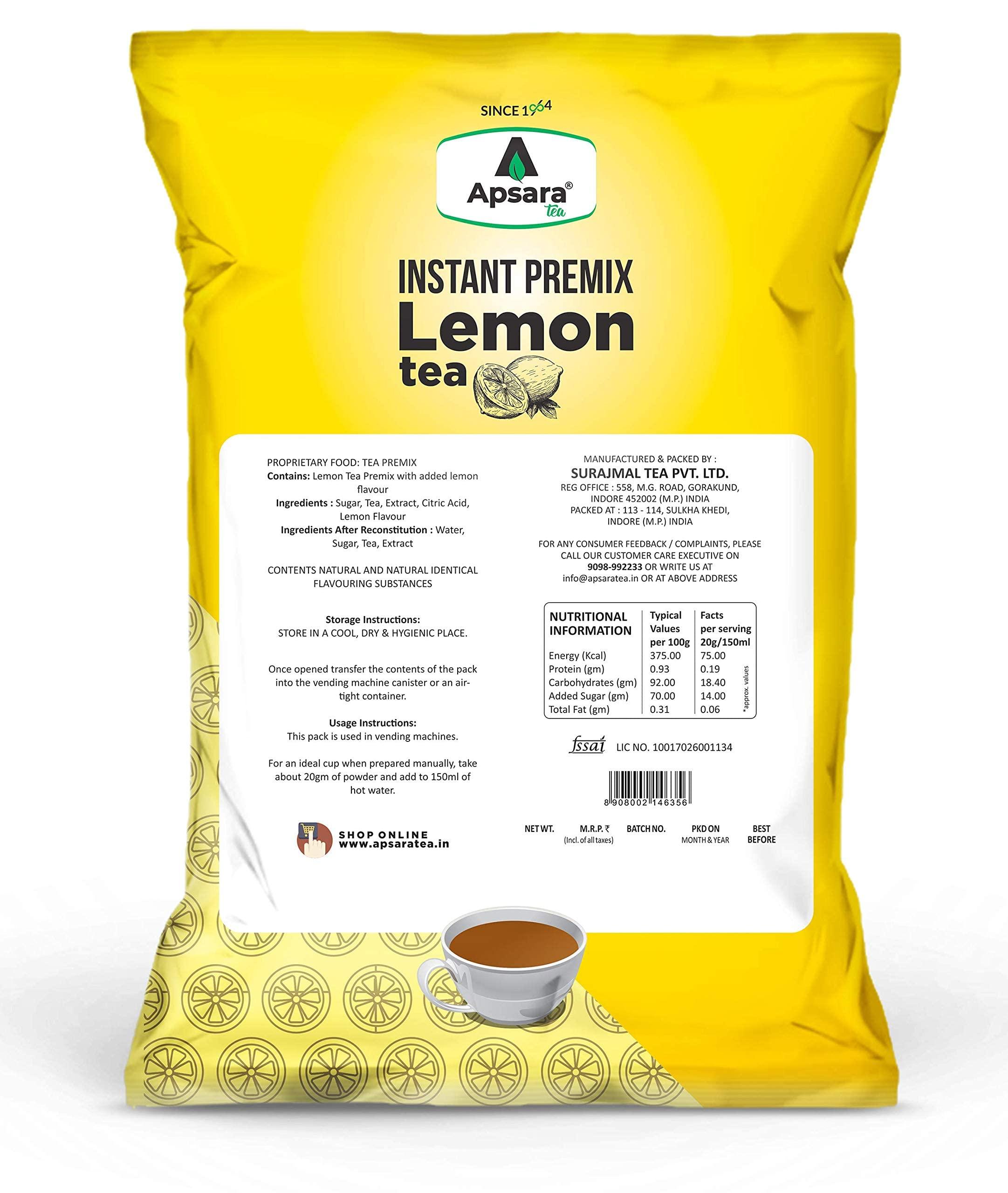 Apsara Tea Apsara Tea Instant Premix Lemon Ice Tea 1Kg | 2 In-1 Tea, Lemon Flavoured Iced Tea, And Hot Lemon Tea | Refreshing Summer Drink | Ready To Drink Ice And Hot Green Tea | Lemon Tea | Iced Tea