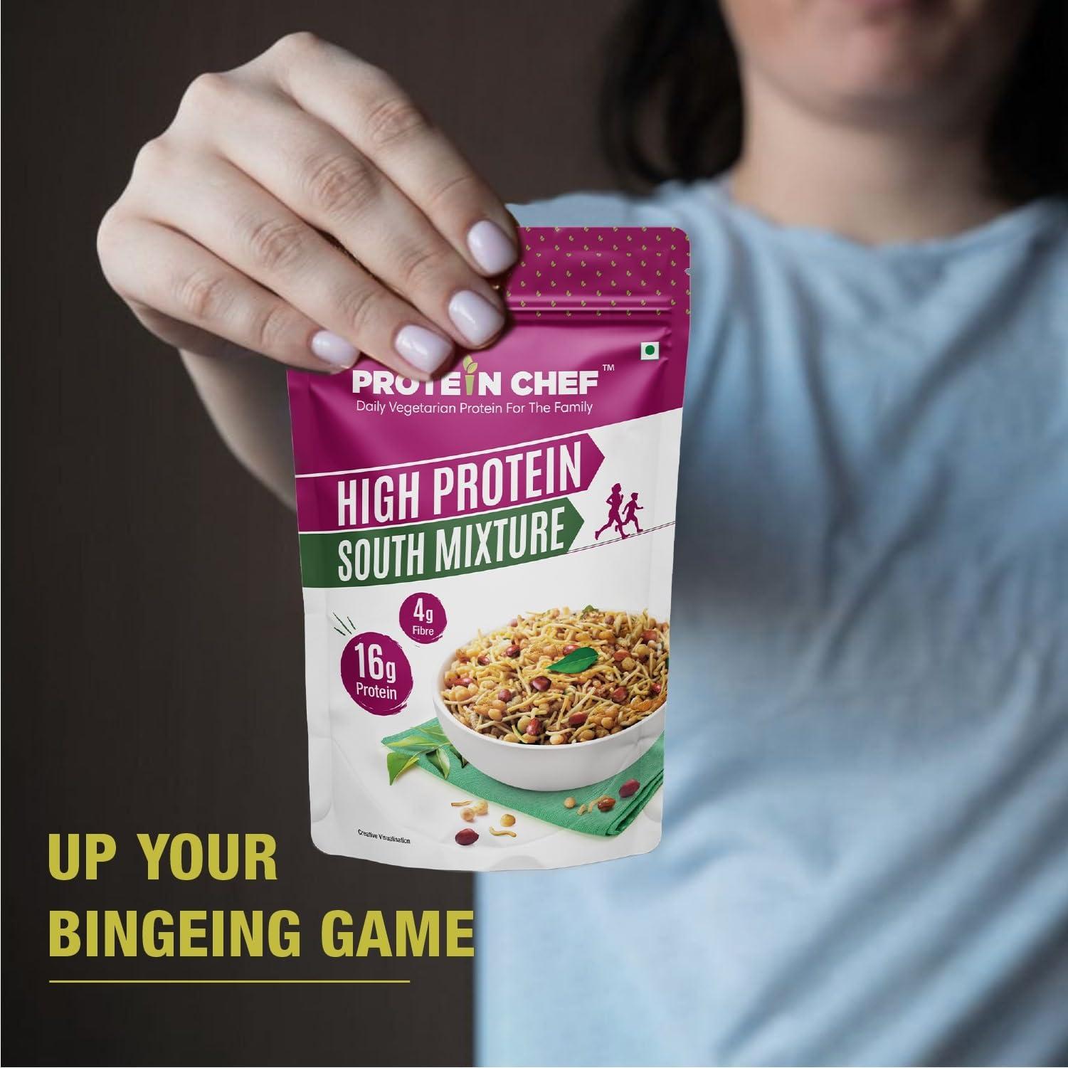 Protein Chef Protein Chef High Protein Snacks South Mixture Namkeen (180g) | 16gm Max Protein per Serve| Guilt free Healthy Snacks | Kerala Mixture style Sugar Free Snacks | Vegan Diet Snacks for Kids, Seniors