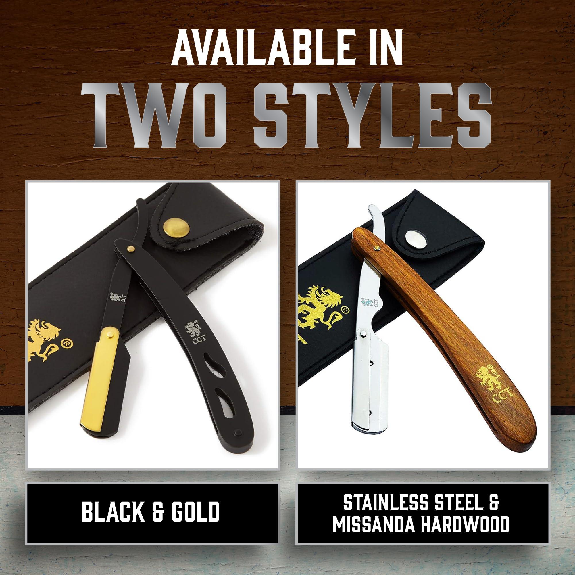 The Cambridge Cutthroat The Cambridge Cutthroat Men\'s Cut Throat Shaving Straight Swing Lock Razor - Travel Pouch and Cotton Kit Bag Included - Perfect Male Grooming Accessory