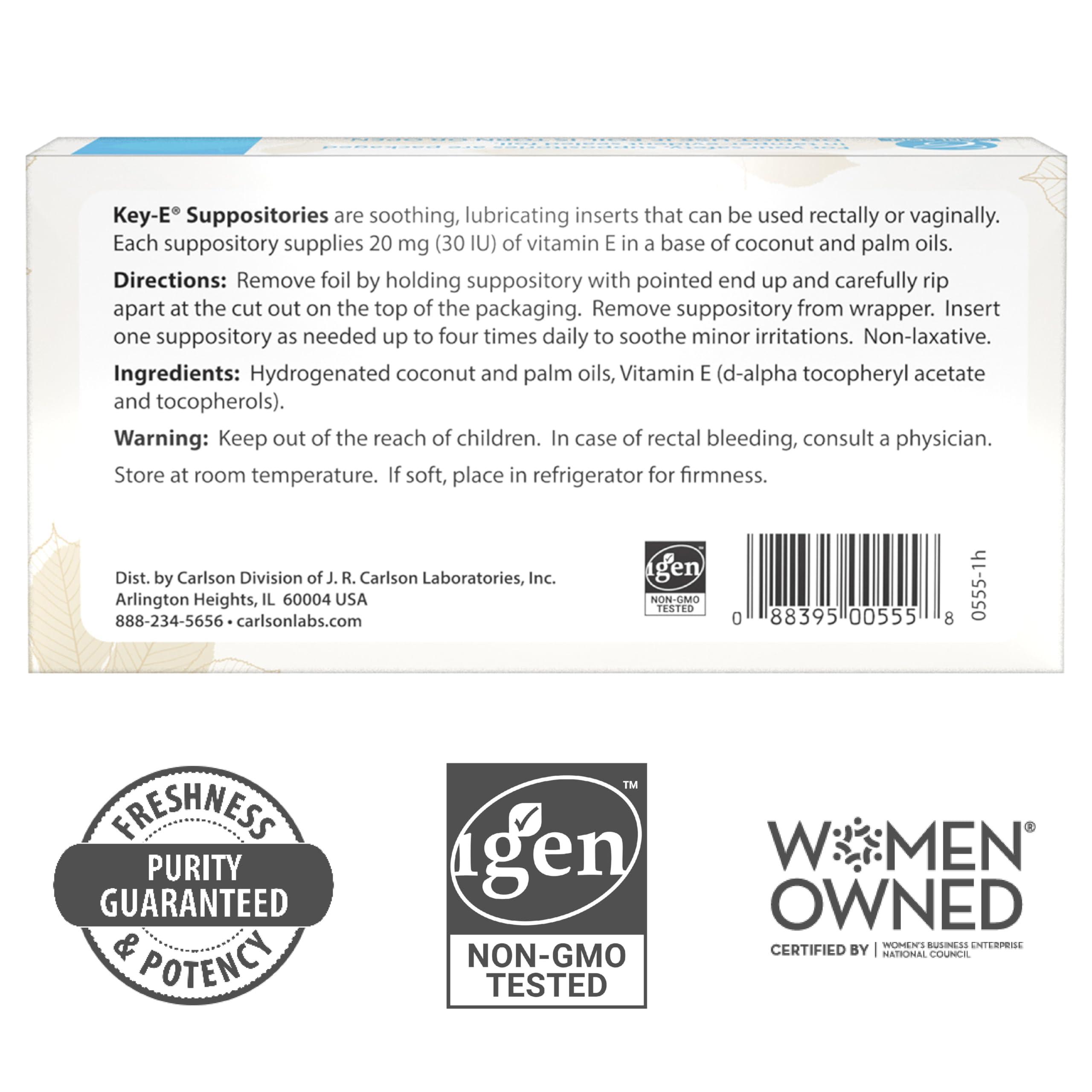 Carlson Laboratories Carlson Labs Key-E Suppositories with Natural Vitamin E, 12-Count Box
