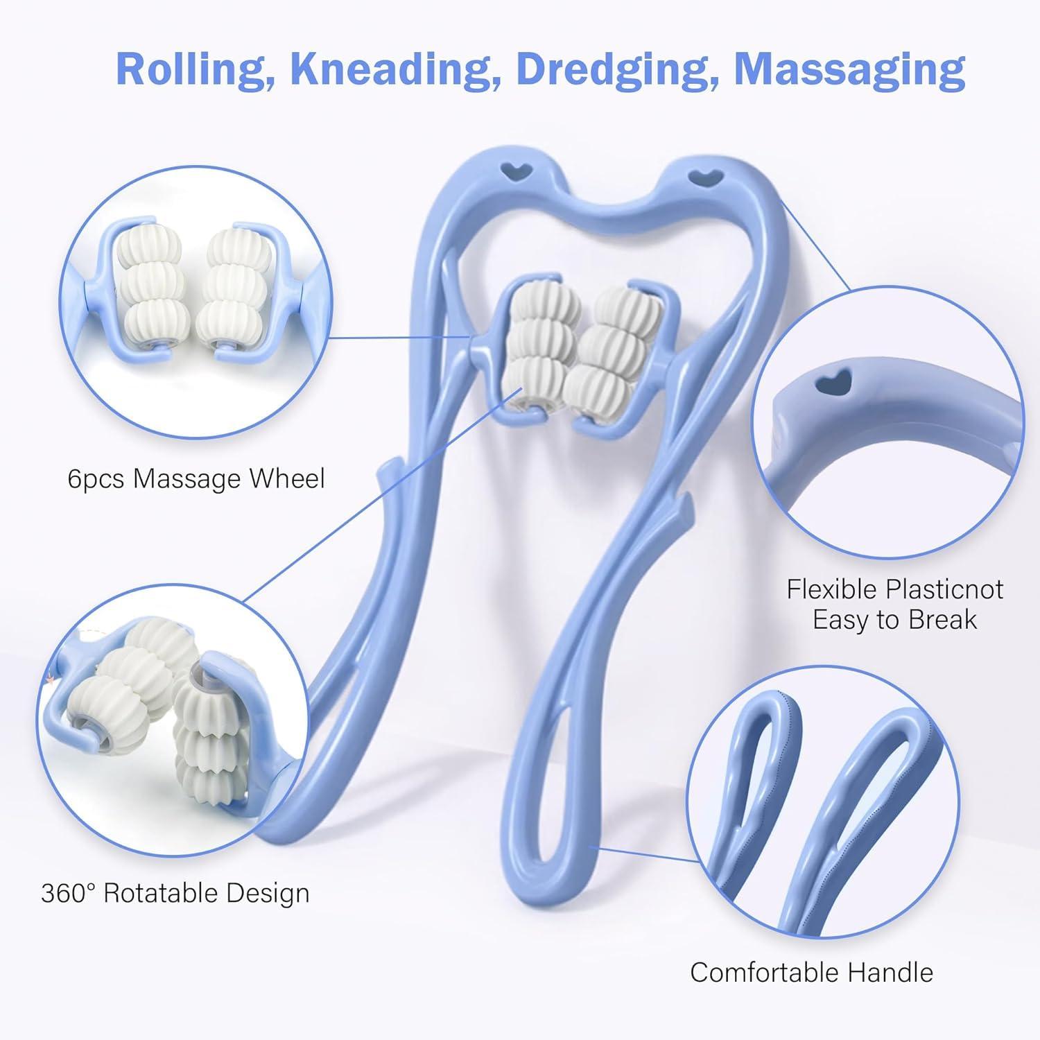 CHARGE X CHARGE X Neck Massager, Neck Massager Roller, Neck Roller, Neck And Shoulder Handheld Massager With 6 Balls Massage Point, Neck Pain Relief Massager For Deep Tissue In Neck, Back (Black)