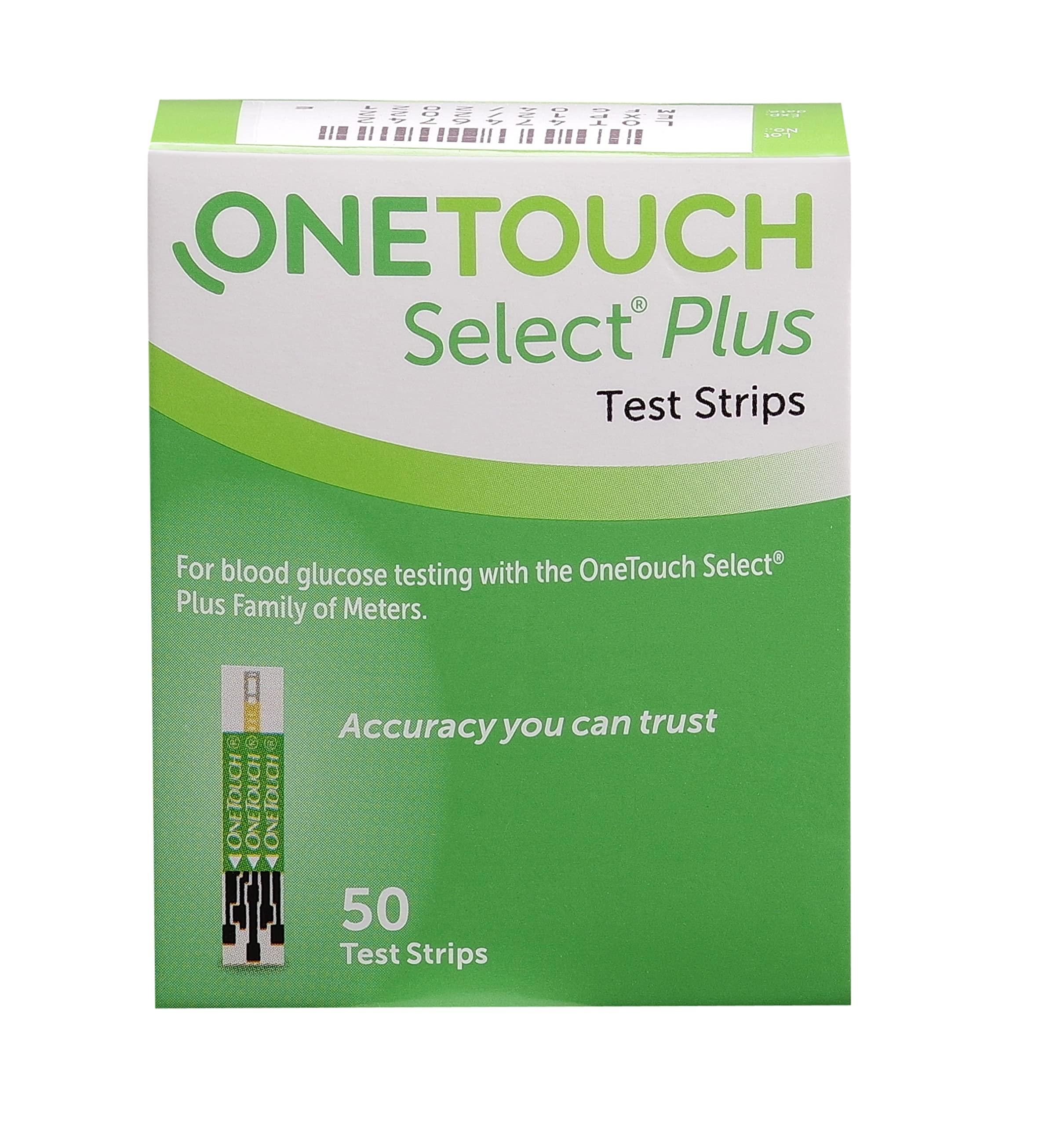 OneTouch OneTouch Select Plus Test Strips | 2 Packs of 50 Strips each (total 100 Strips) | Blood Sugar Test Machine Testing Strips | Global Iconic Brand | For use with OneTouch Select Plus Simple Glucometer