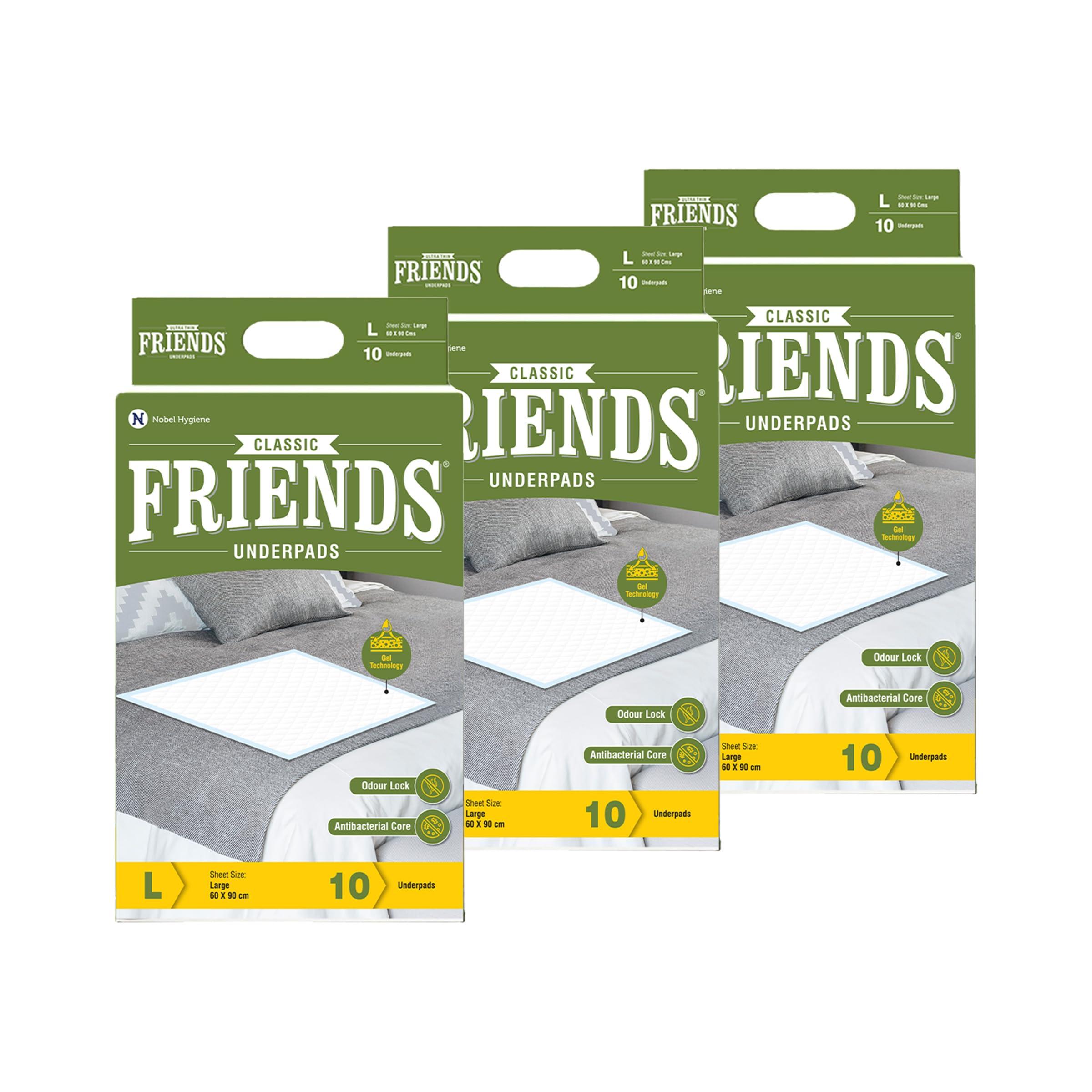Friends Friends Classic Disposable Underpads,Soft & Super Absorbency - 60x90 cm (Pack of 3).
