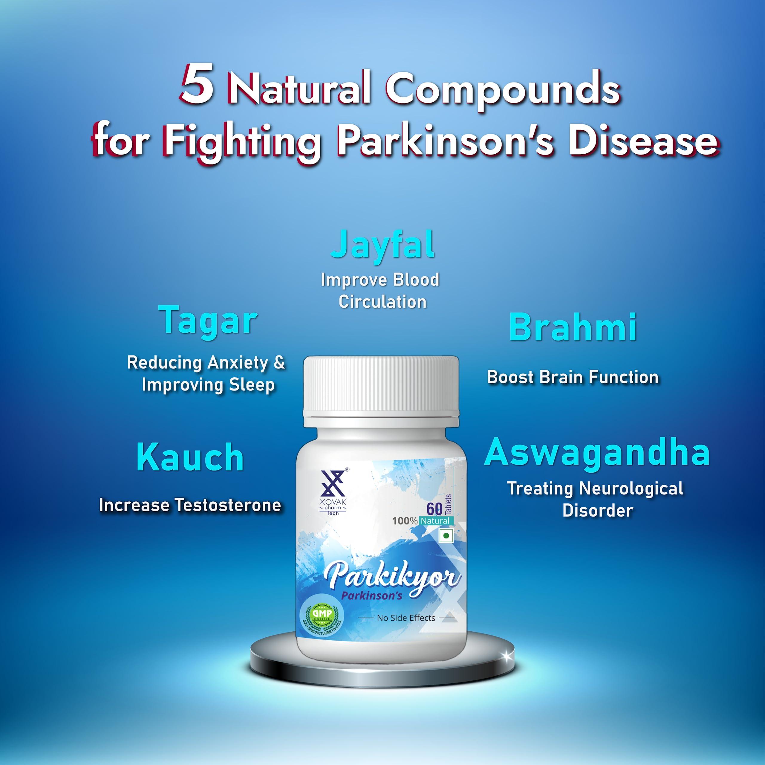 XOVAK PHARMTECH Parkikyor (Kampavata) Tablets | For Parkinson Medicine, shrinking, promote mental clarity and elevate mood | Xovak Pharmtech (PACK OF 1)