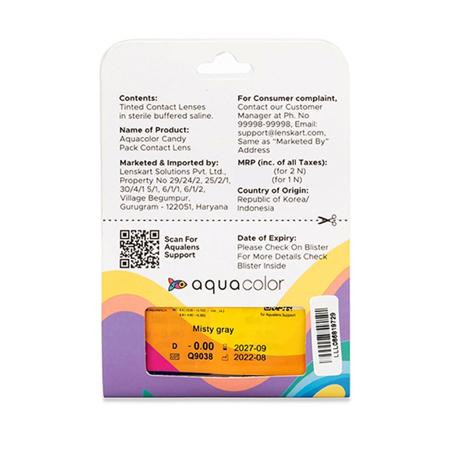 AQUALENS CONTACT LENSES AQUALENS CONTACT LENSES Aquacolor Contact Lens Pack Of 2(Misty Grey, Dusky Brown)