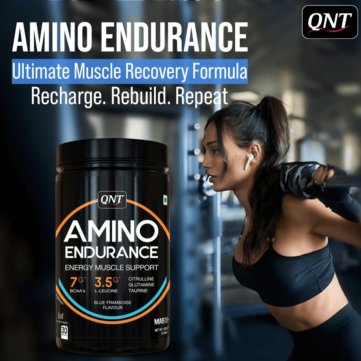 QNT QNT Amino Endurance (BCAA)| 400g | Pasteque flavor | 30 Servings (7g BCAA, 3.5g L-Leucine, Vitamin B6) Supports Muscle Building & Recovery